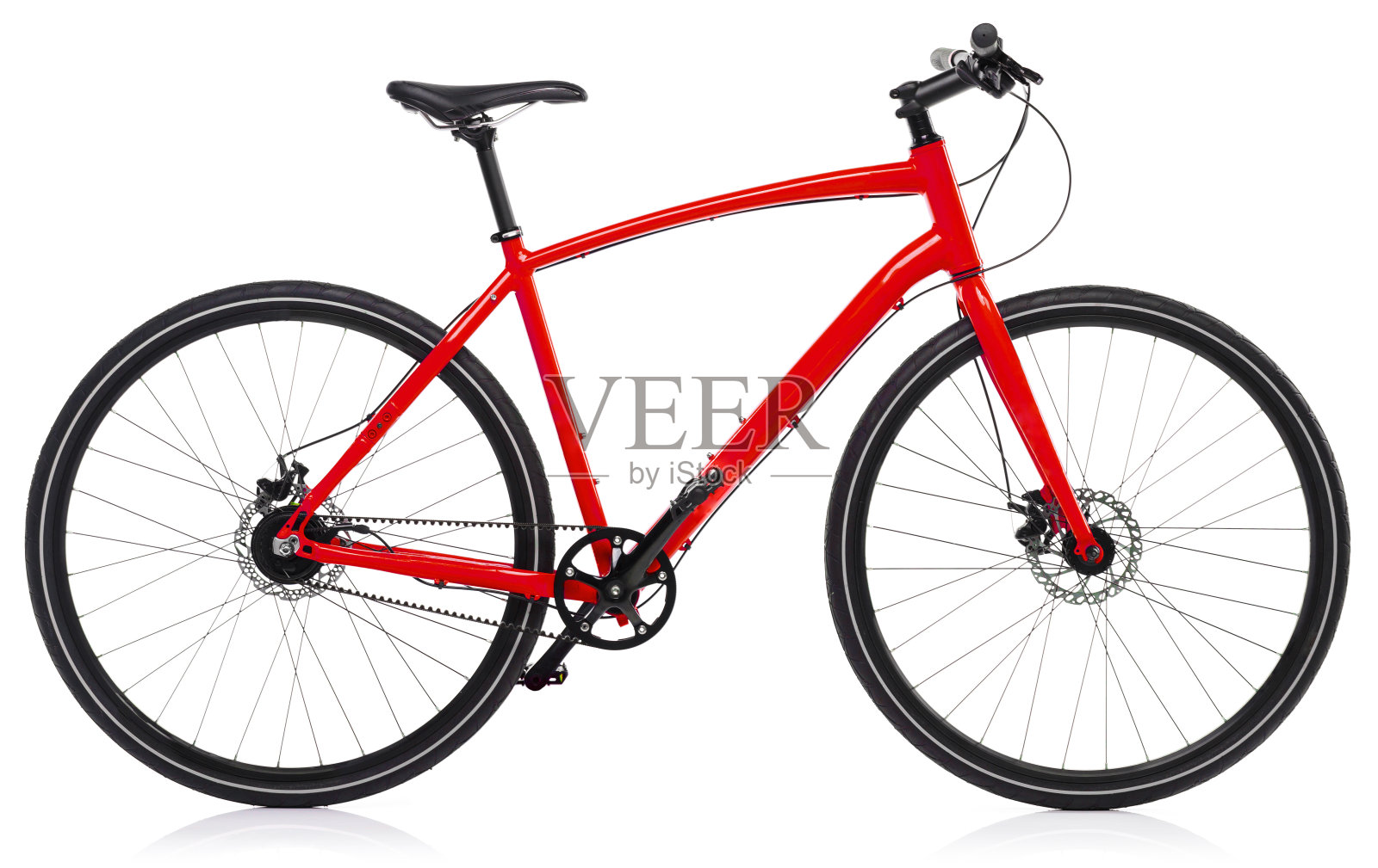 新的红色自行车孤立在一个白色照片摄影图片