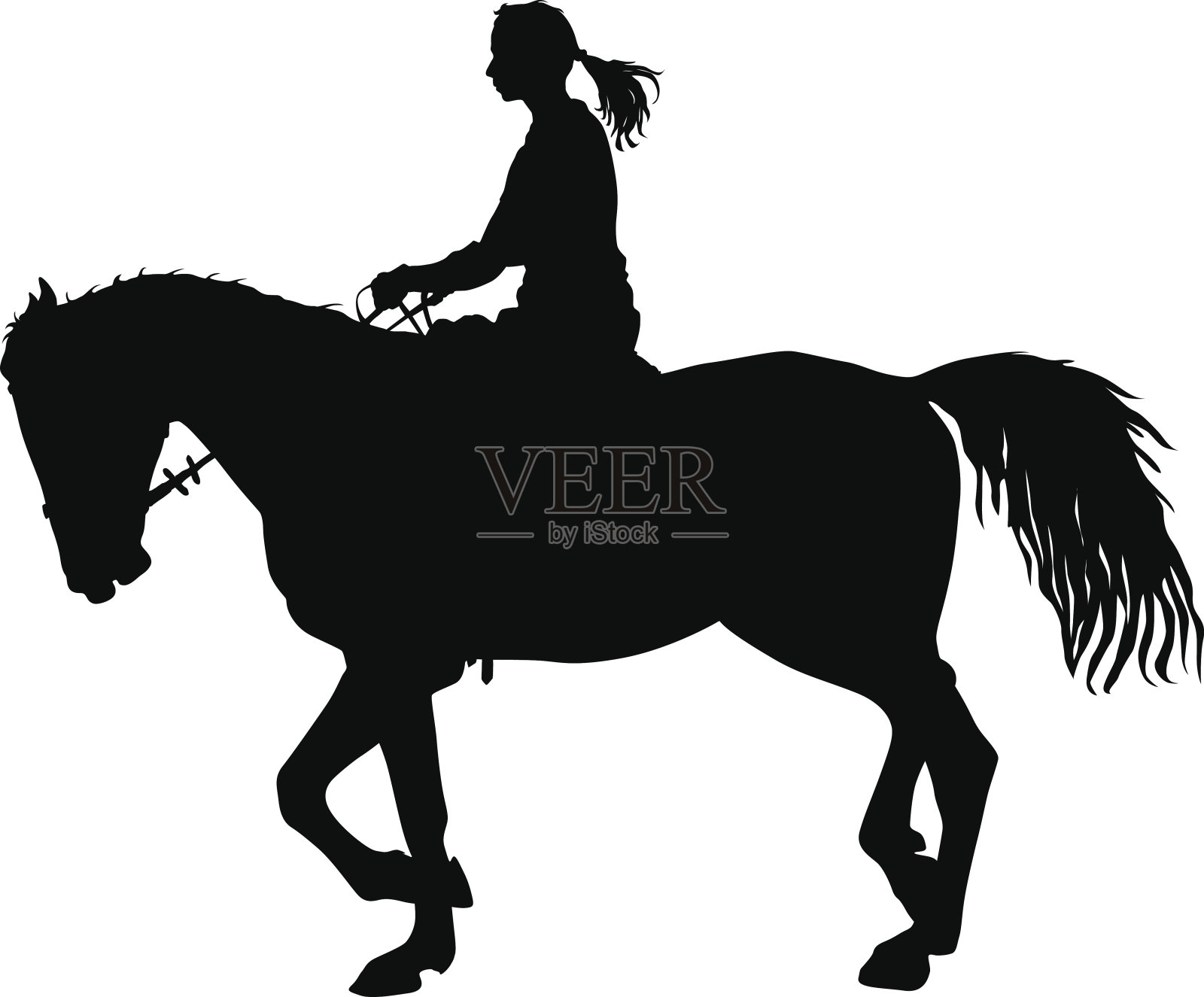 矢量剪影的马和骑师设计元素图片