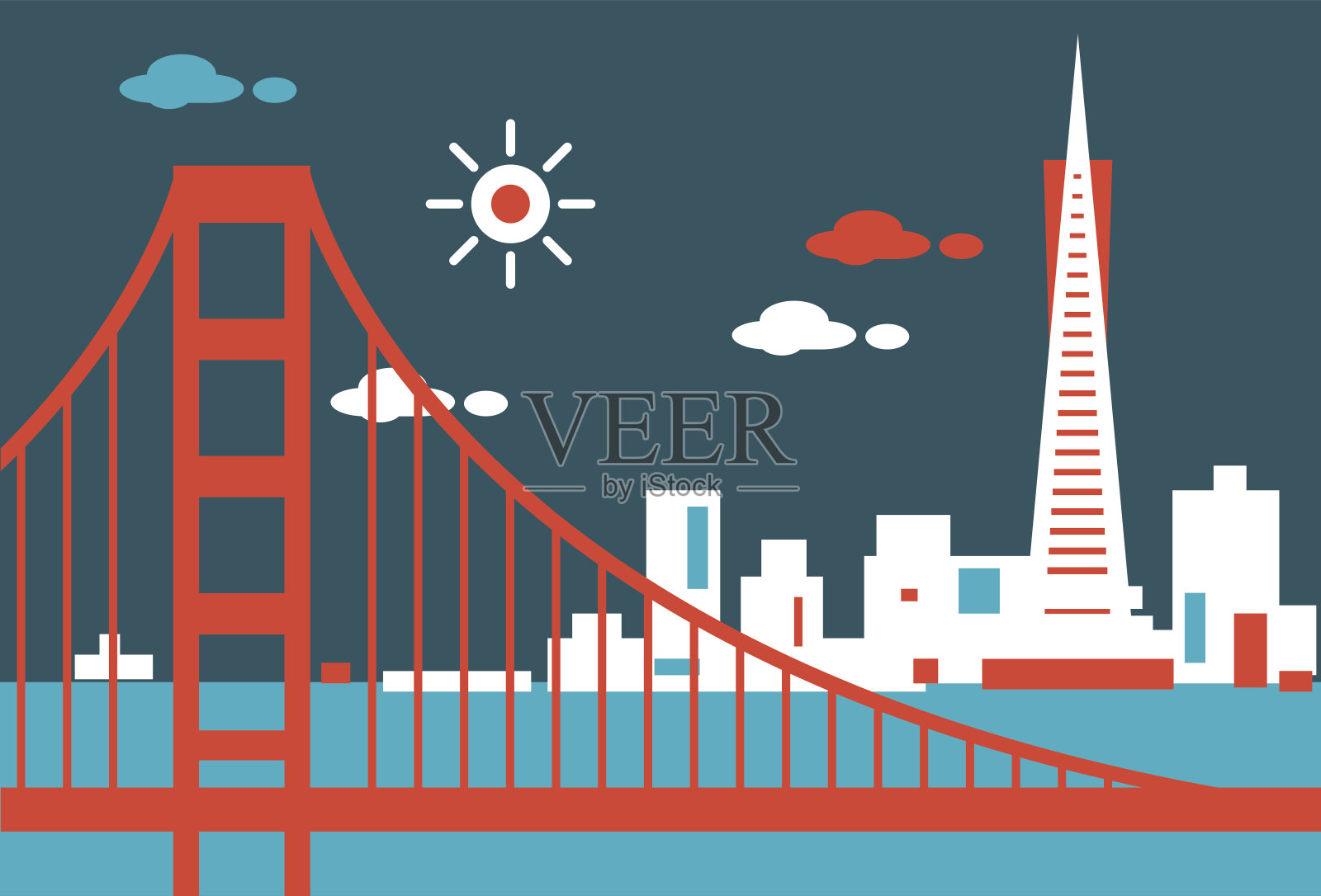 旧金山的天际线插画图片素材