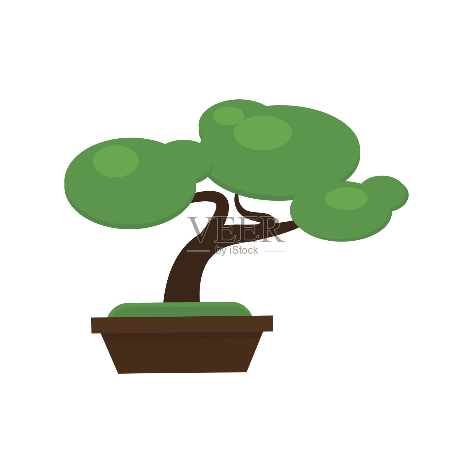 盆栽松树矢量插图。设计元素图片