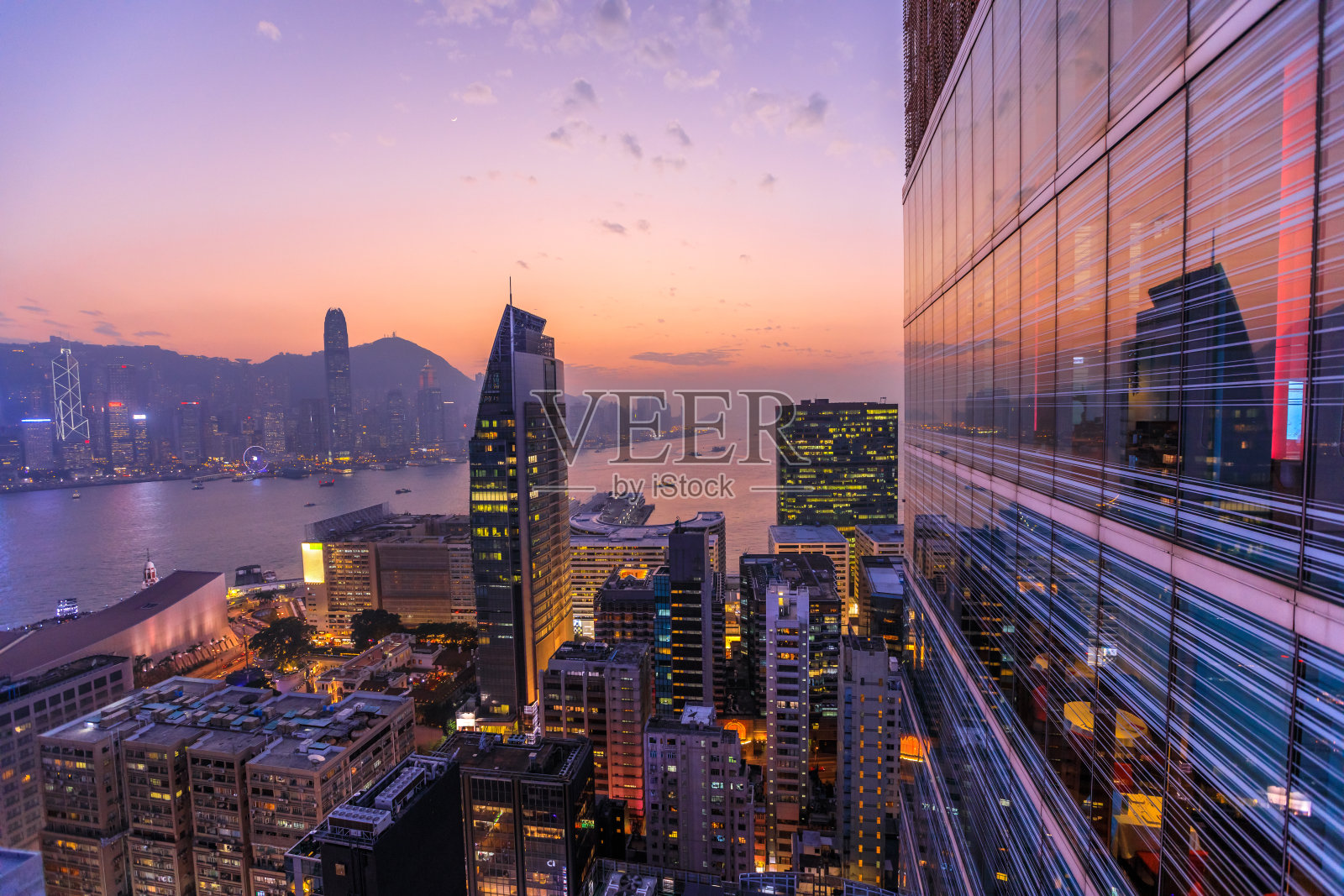 香港的夜间天线照片摄影图片