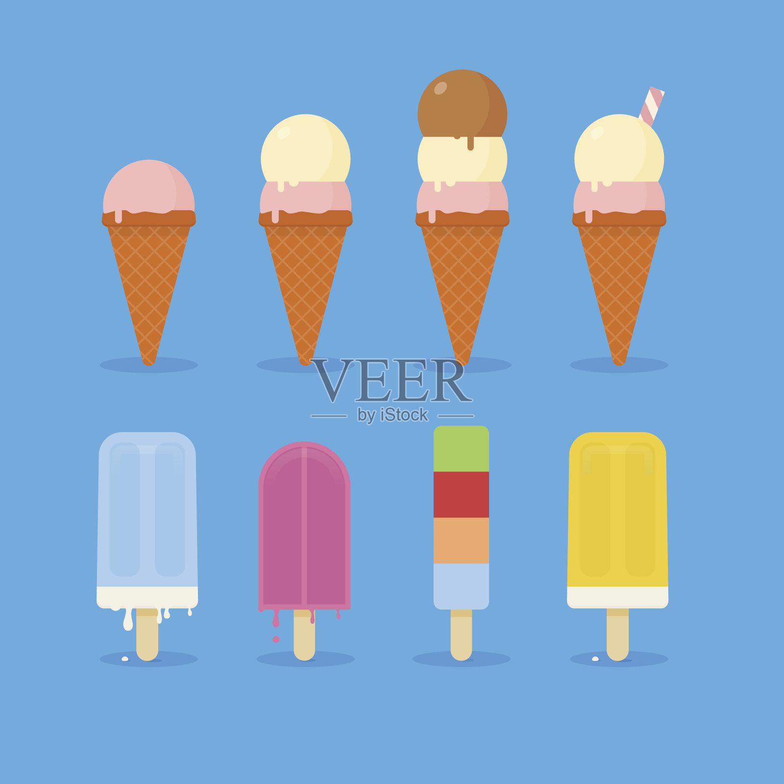 夏天的冰淇淋插画图片素材