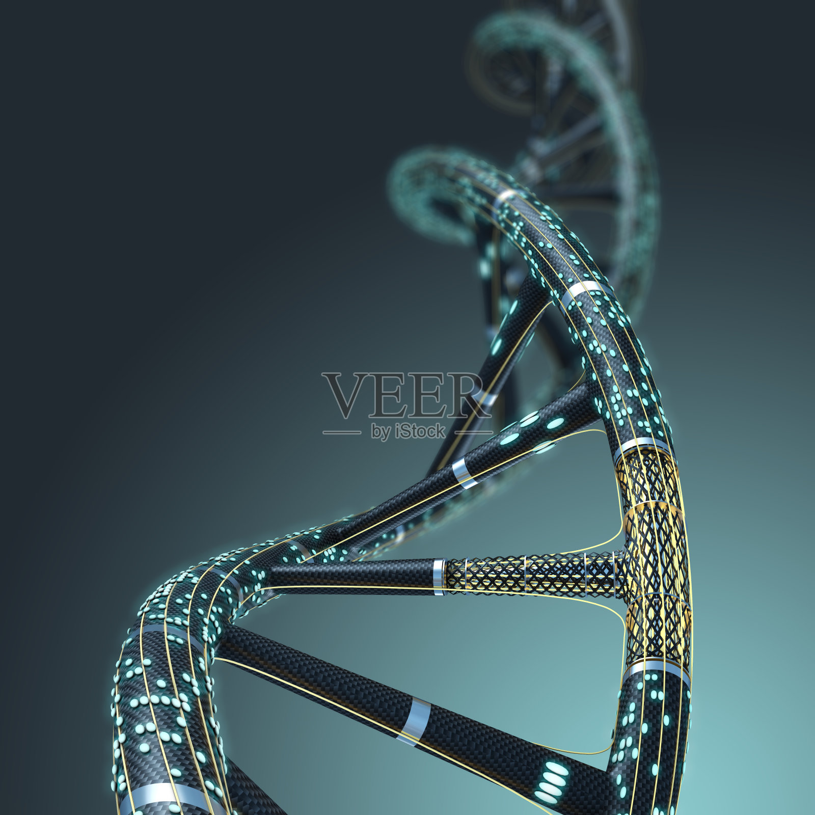 人工DNA分子，人工智能的概念，照片摄影图片