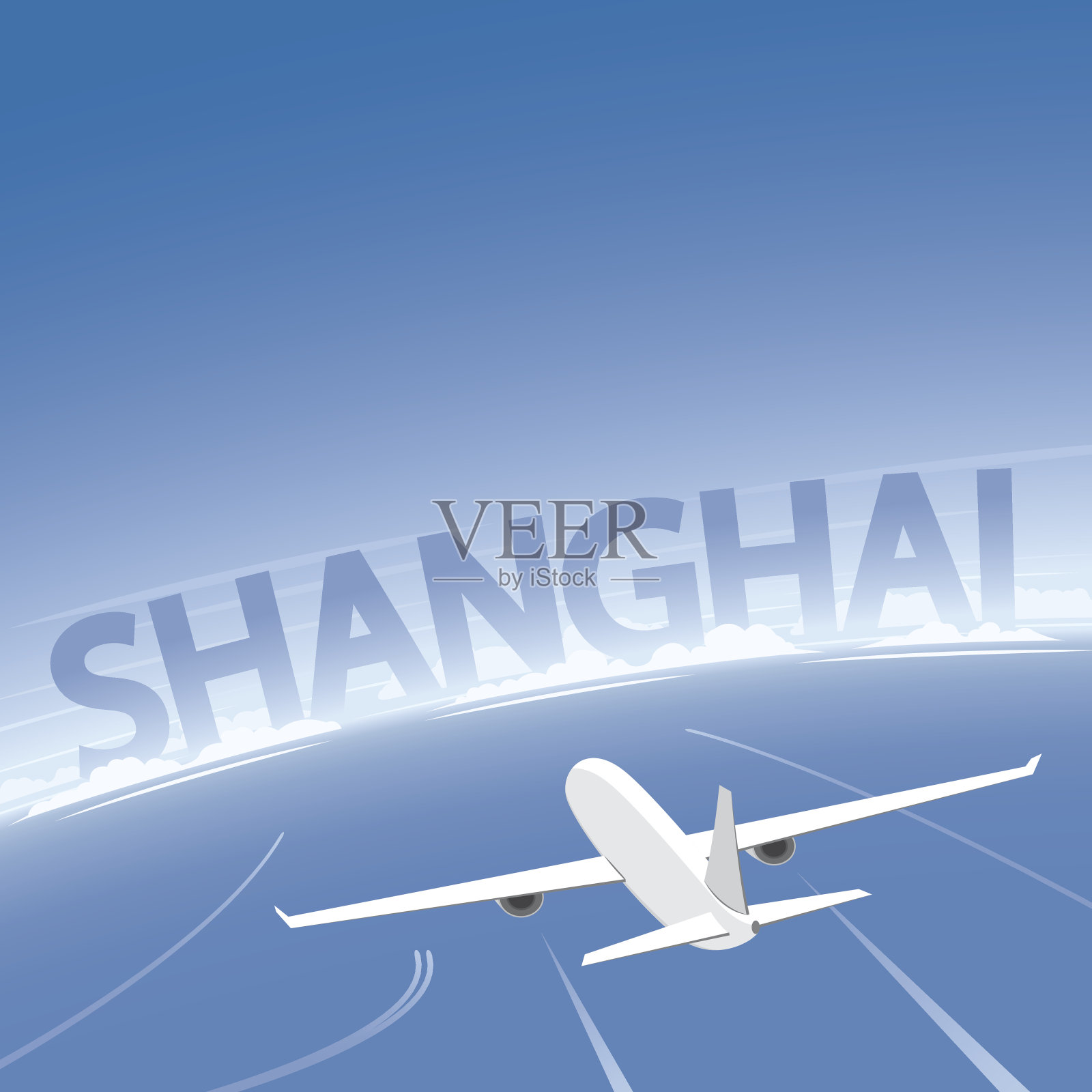 上海航班的目的地插画图片素材