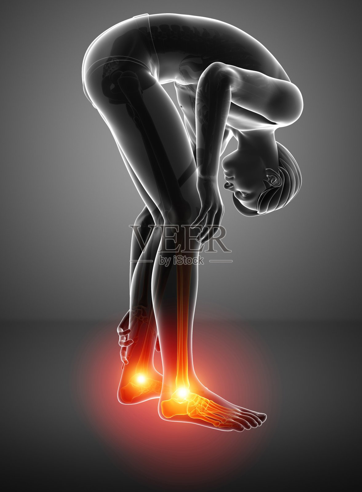 男性脚部脚踝疼痛插画图片素材