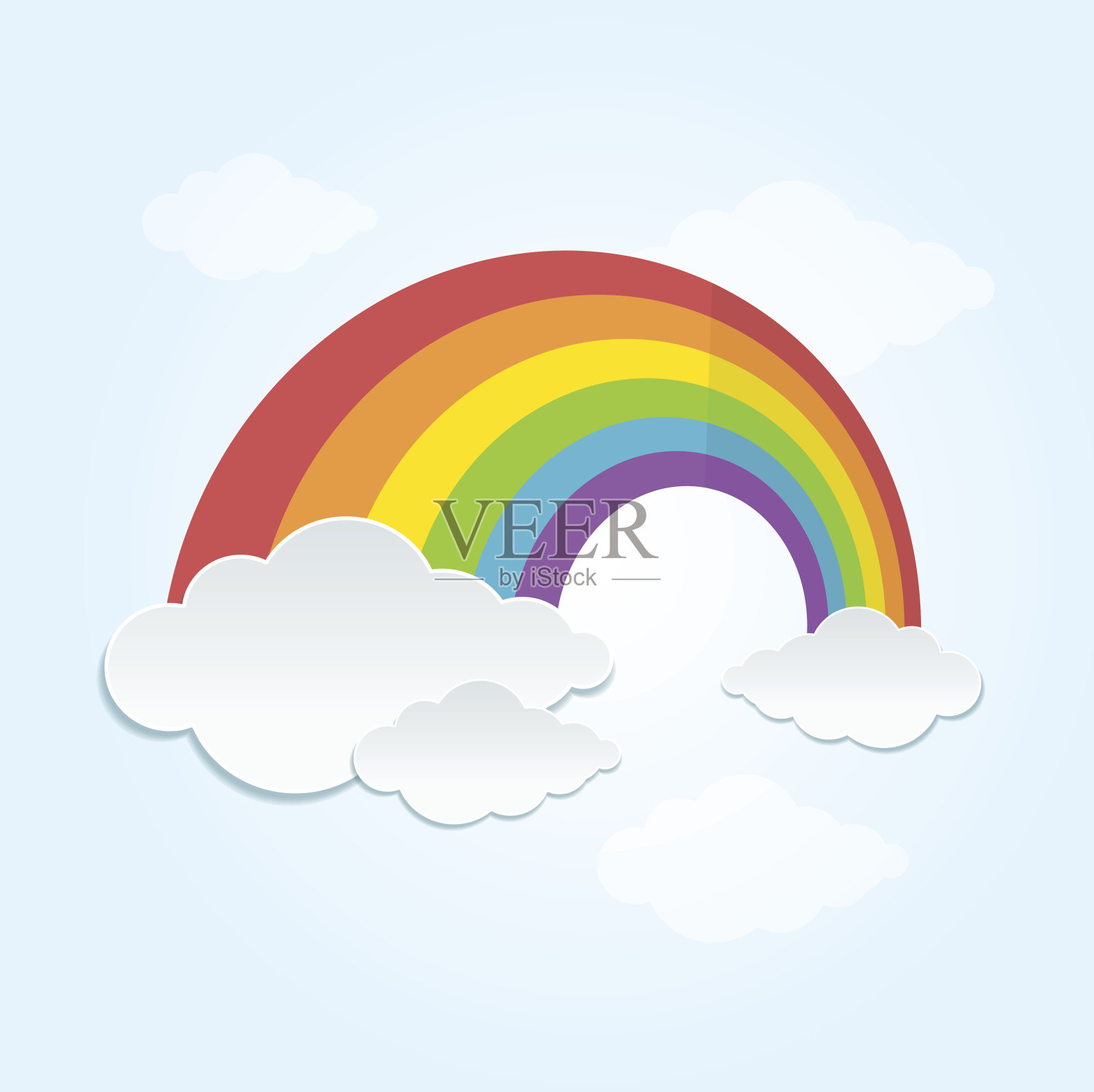 天空中的彩虹和云。向量设计元素图片