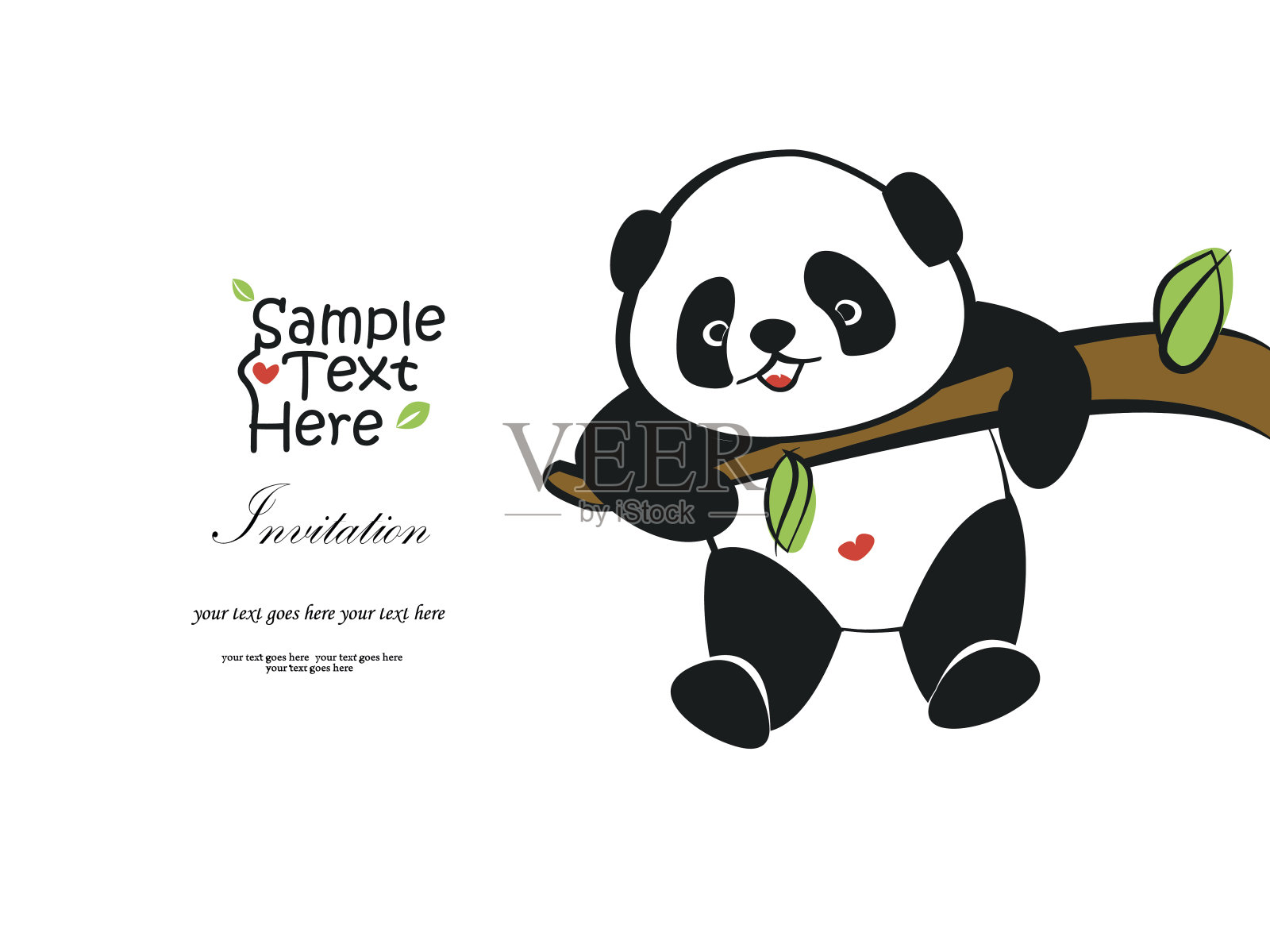 熊猫宝宝爬树矢量设计插画图片素材