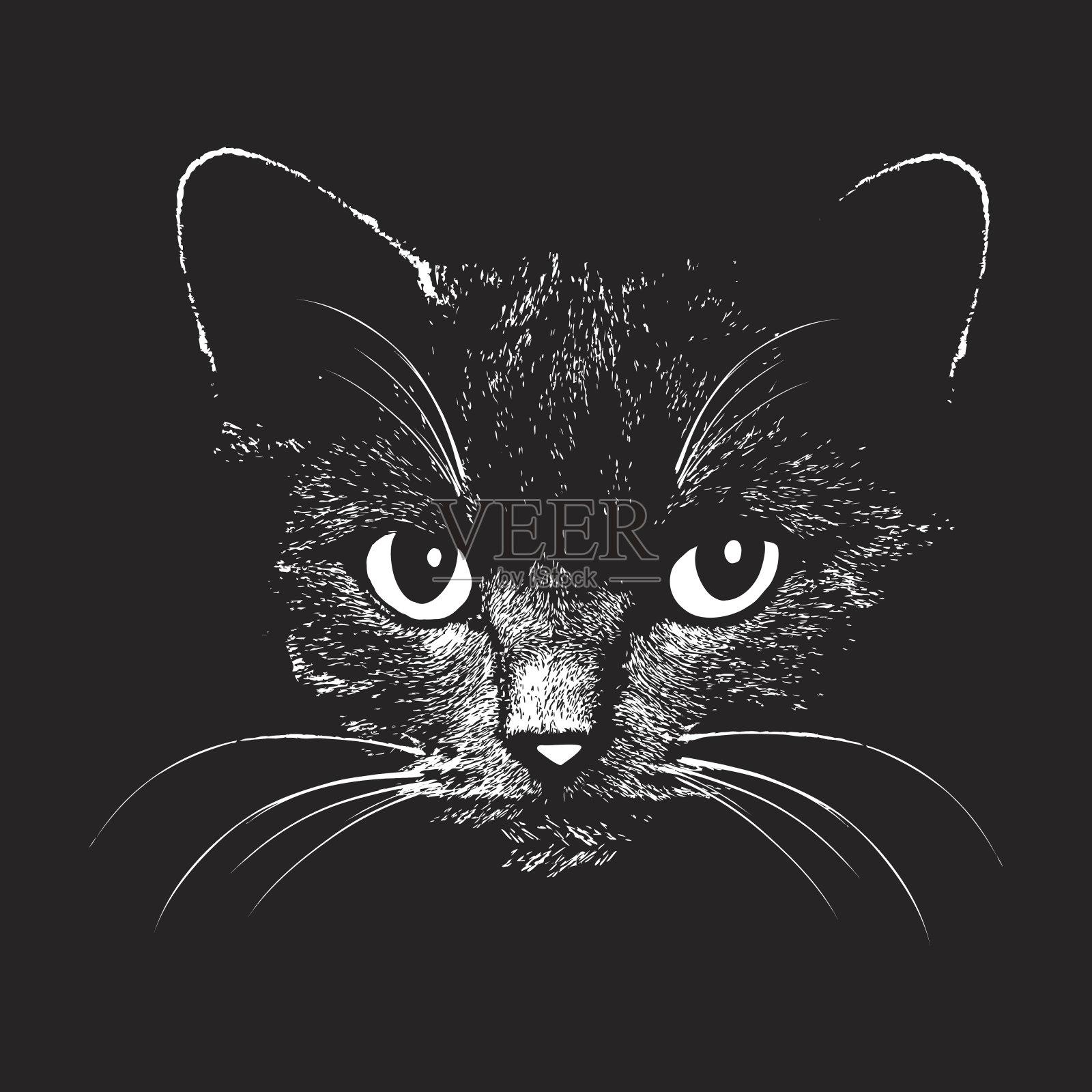 猫头矢量动物插图t恤设计元素图片