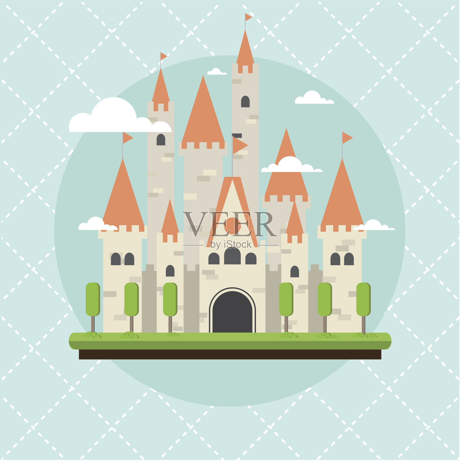 童话城堡矢量插图插画图片素材