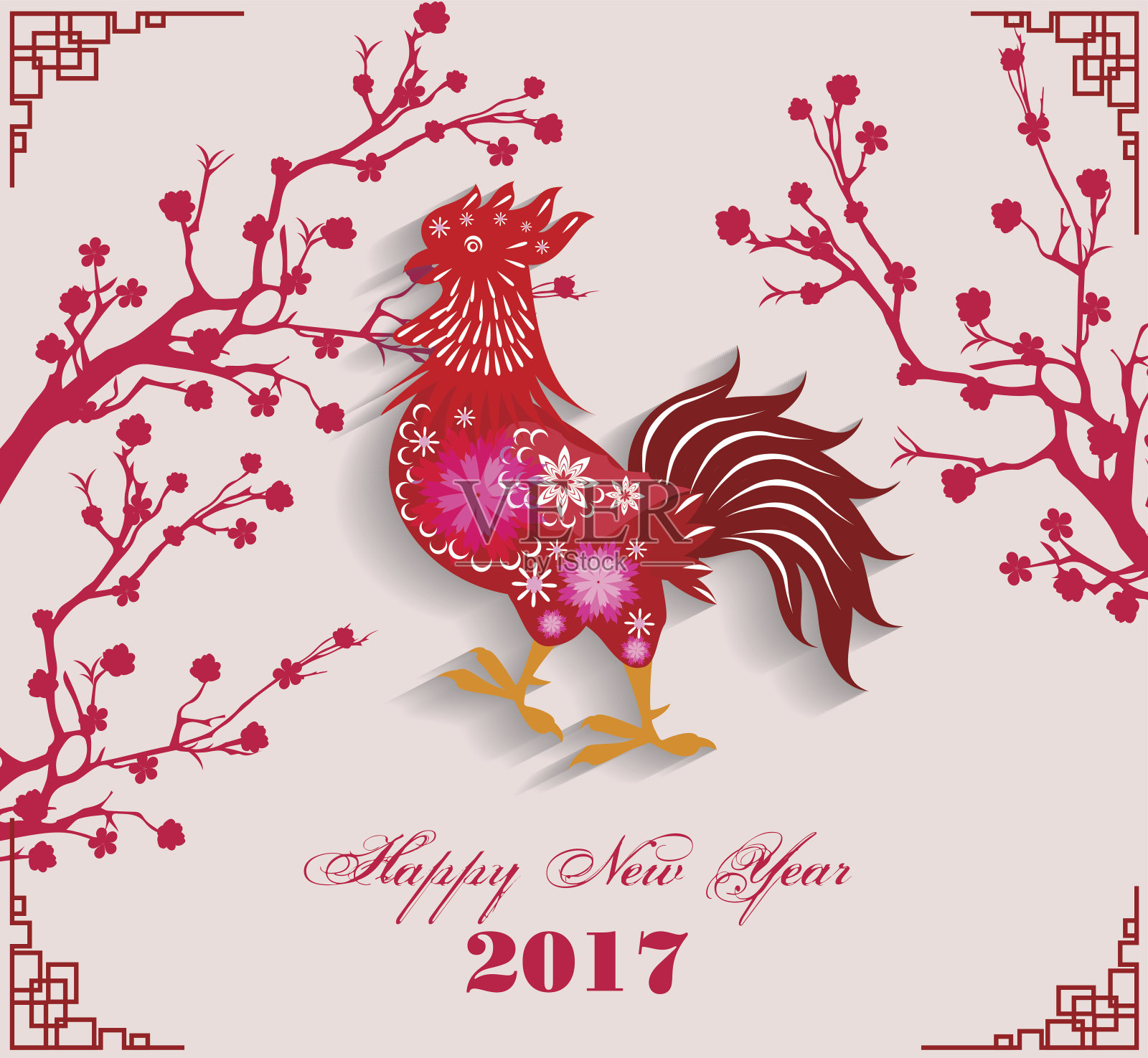 祝2017鸡年新春快乐设计模板素材