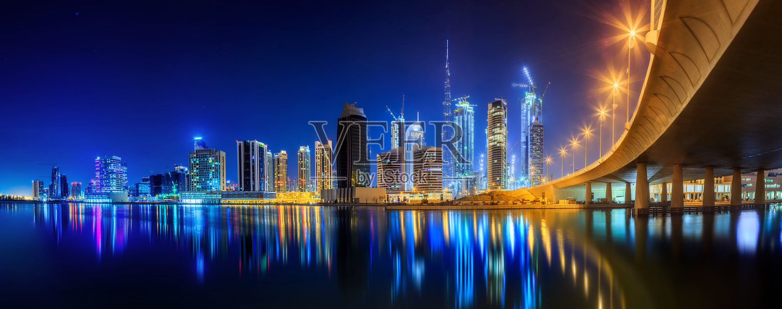 阿联酋迪拜的商业湾和市中心全景照片摄影图片
