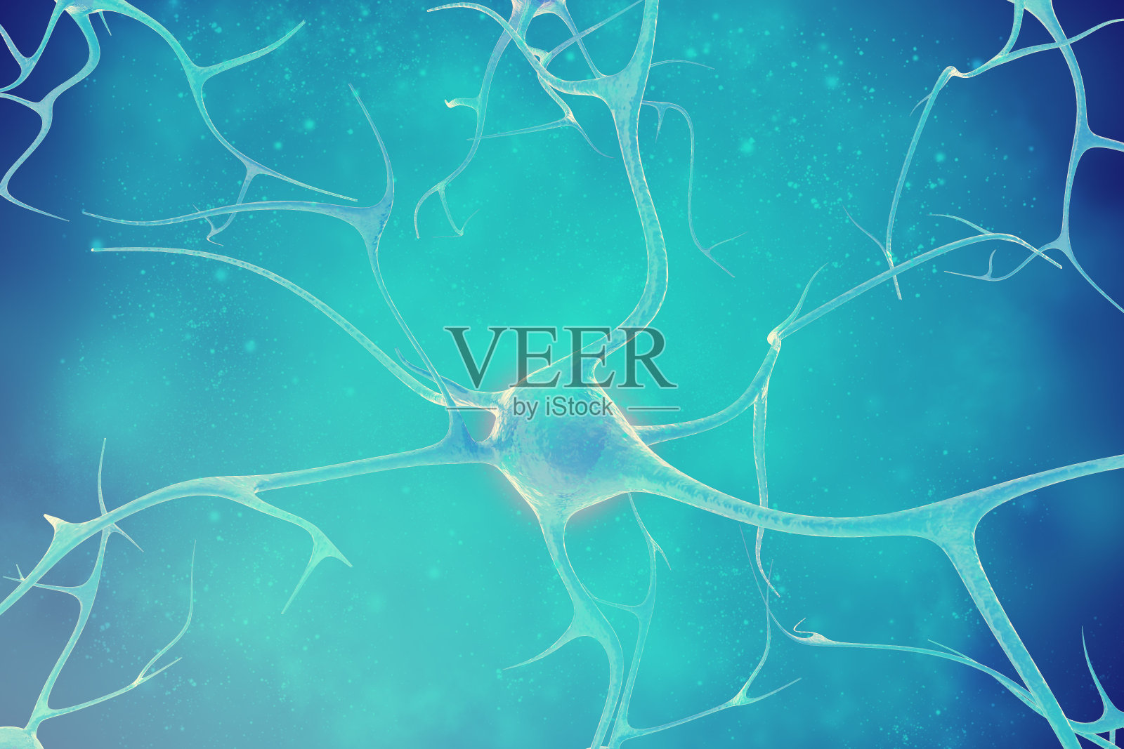 美丽背景中的神经元。三维插图的一个高照片摄影图片