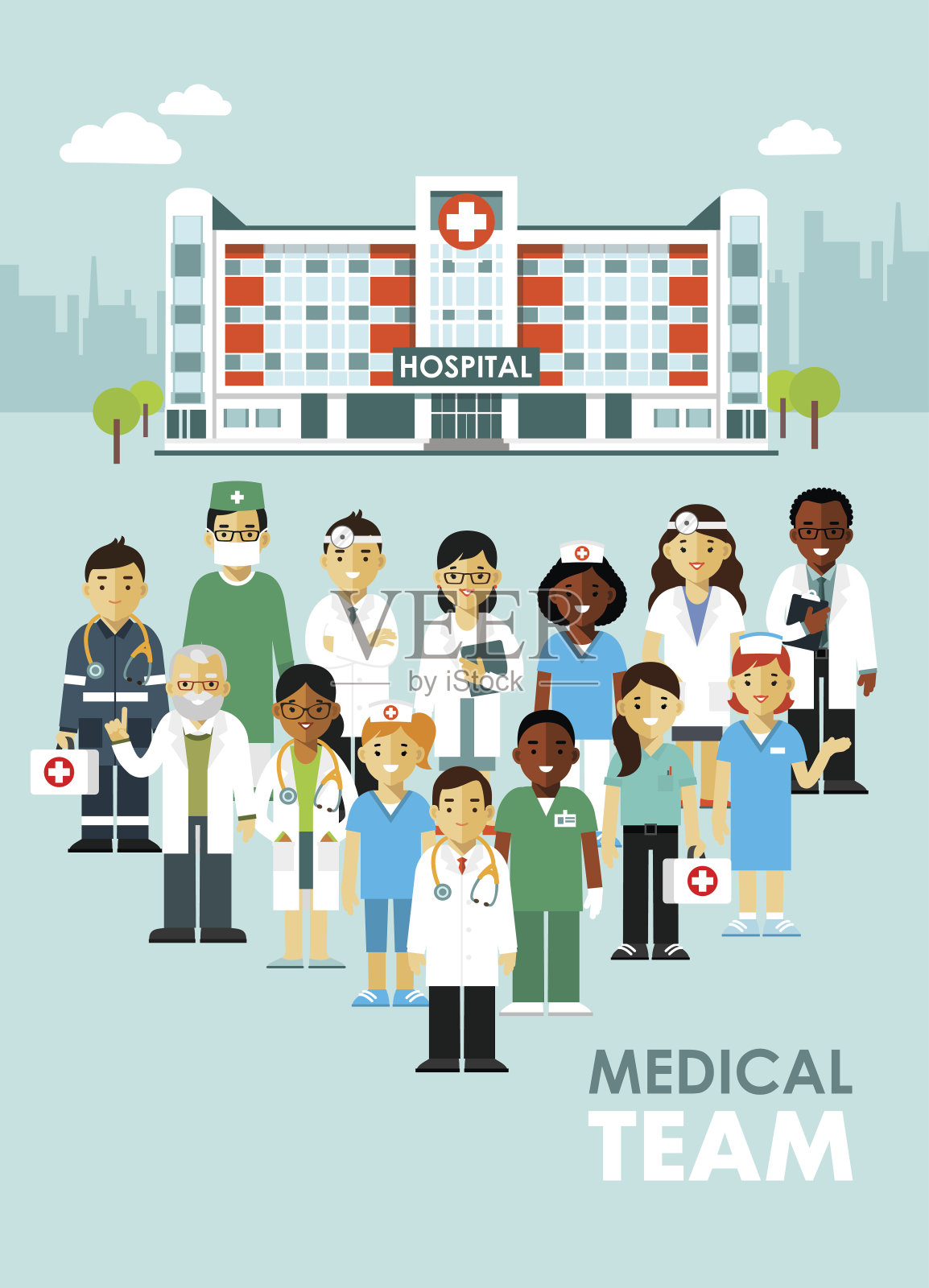 医生和护士的医疗团队概念插画图片素材