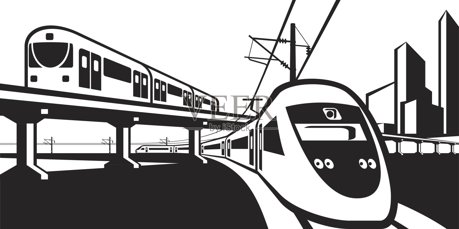 地上铁路运输插画图片素材