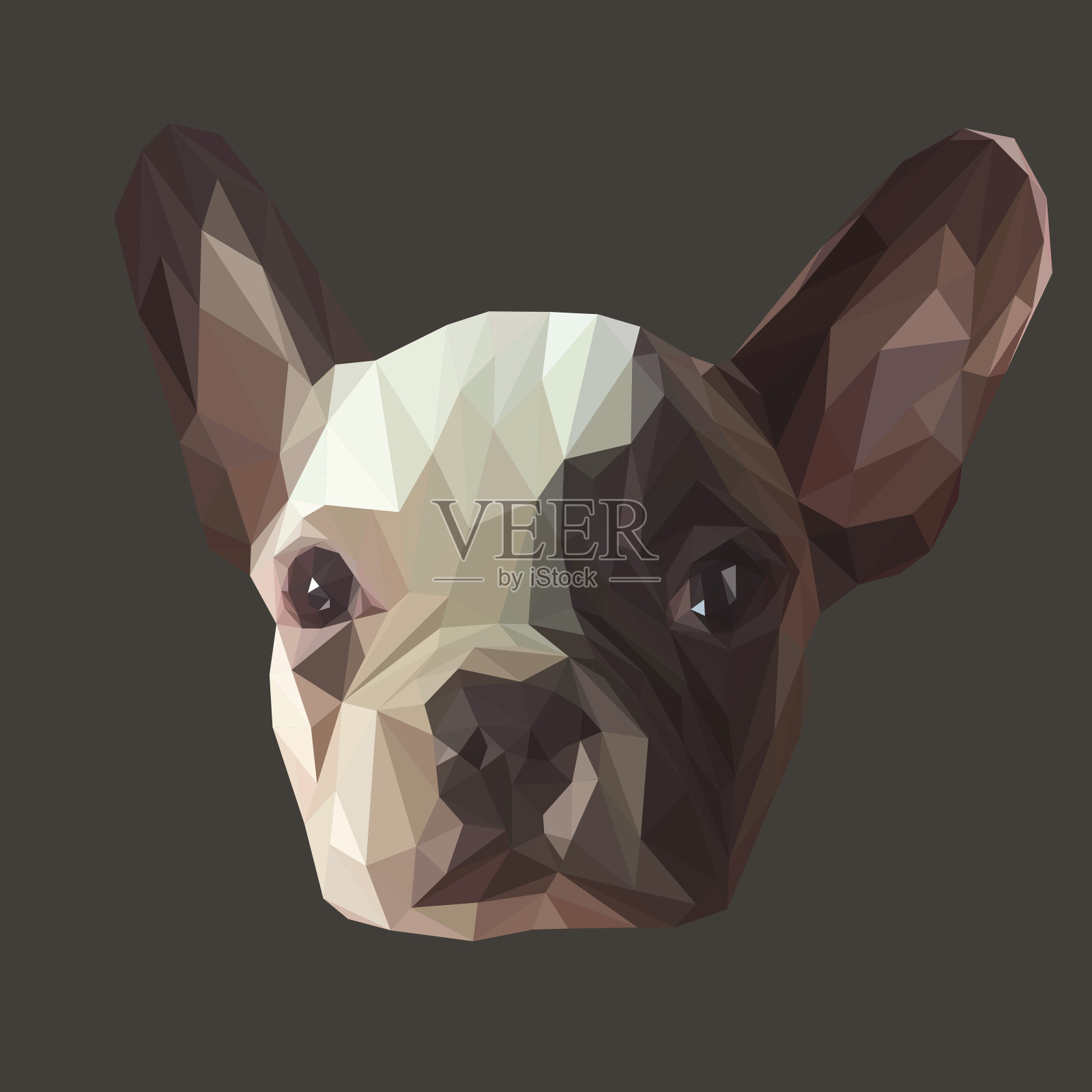法国斗牛犬动物低聚设计。插画图片素材