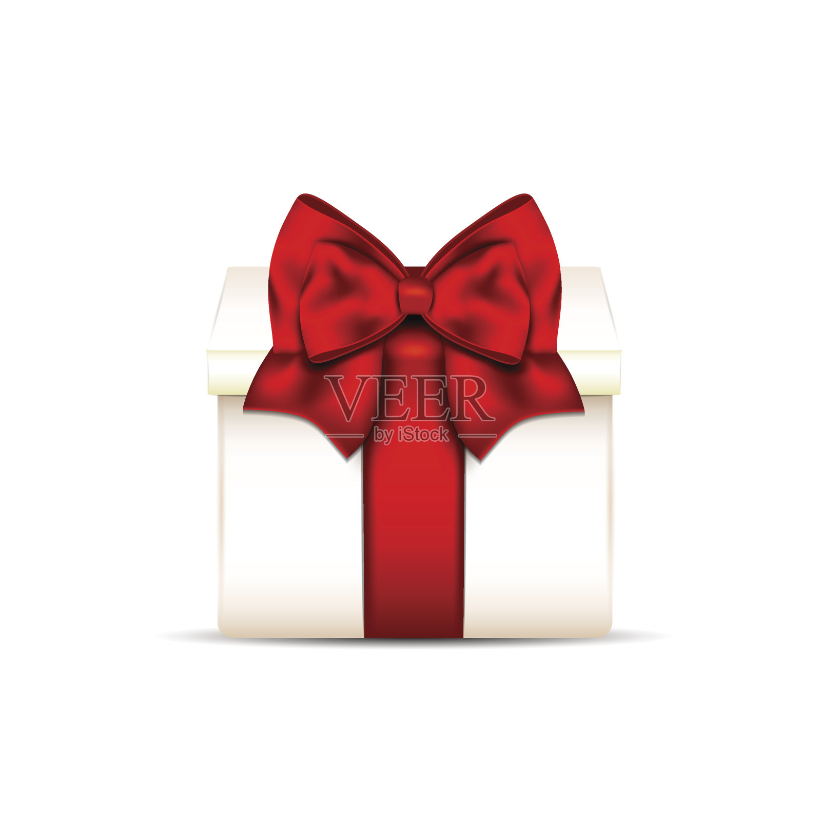 礼盒与红色弓孤立在白色背景插画图片素材