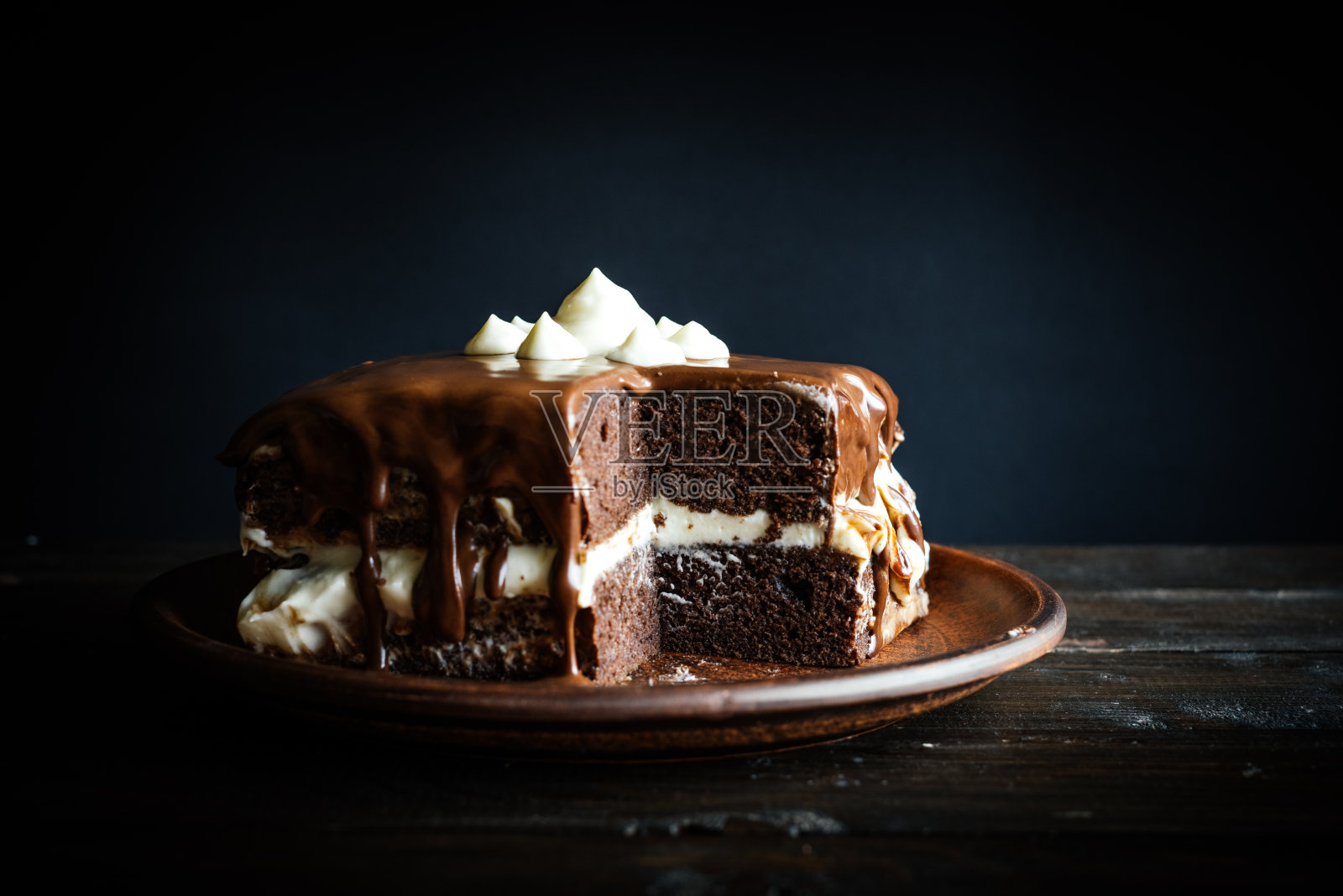 美味的自制巧克力蛋糕照片摄影图片