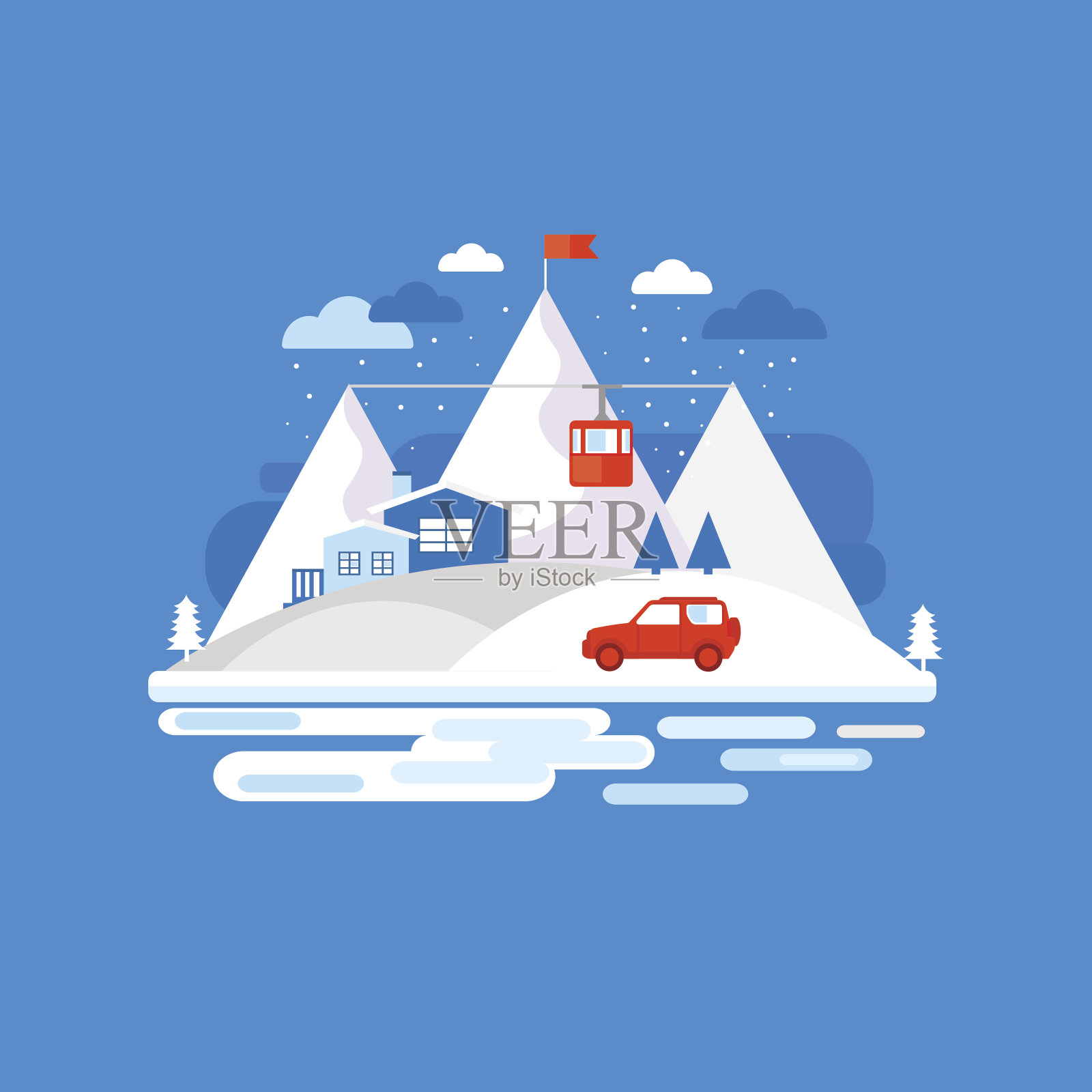山区冬季设计理念。插画图片素材
