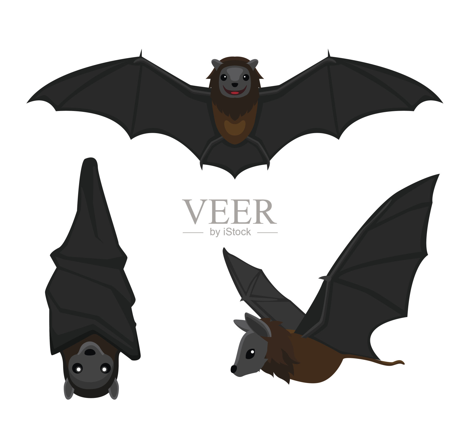 可爱的蝙蝠姿态卡通矢量插图插画图片素材
