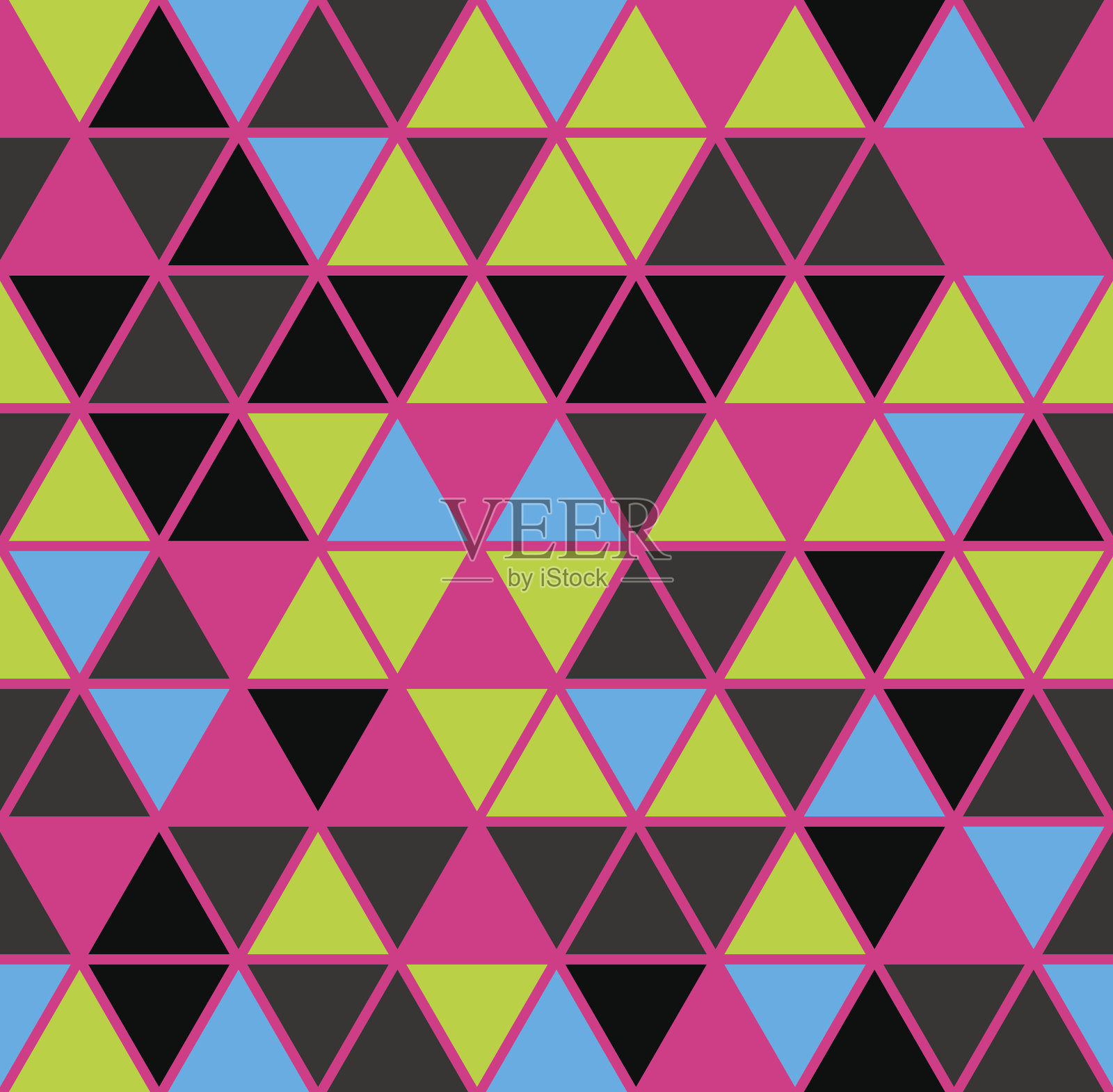 抽象三角形无缝图案，多色色彩。插画图片素材