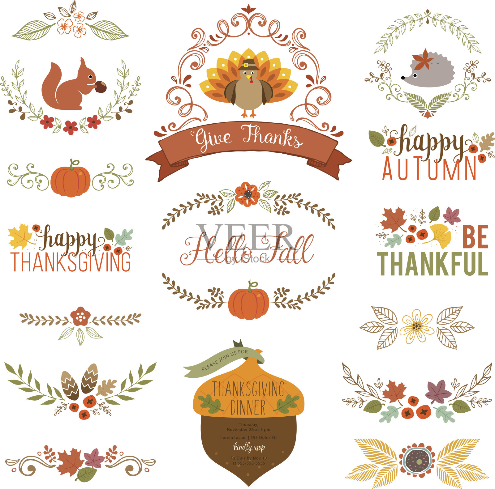 秋季和感恩节设计元素图片