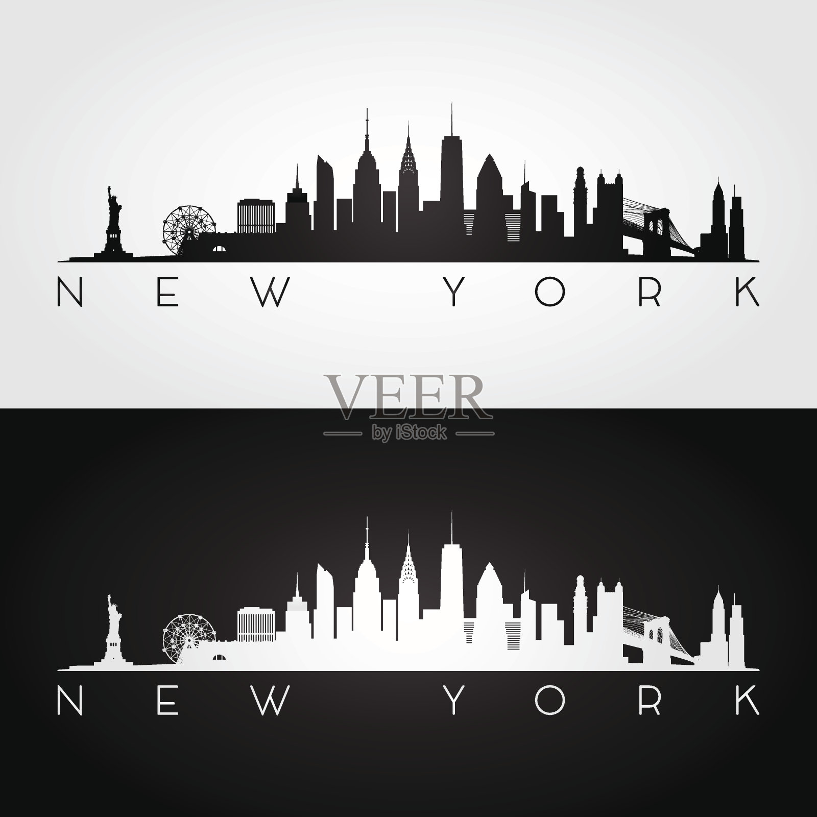 纽约的轮廓线。插画图片素材