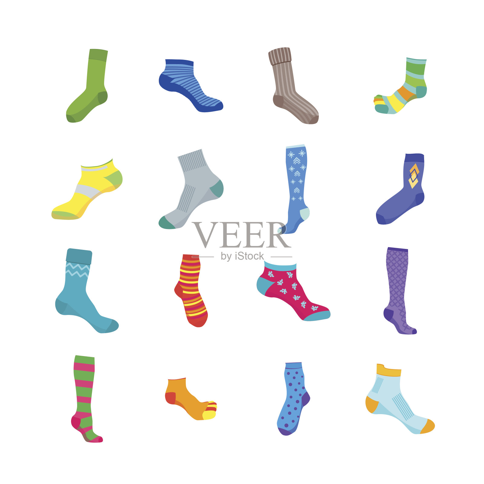 彩色有趣的袜子套装。向量设计元素图片