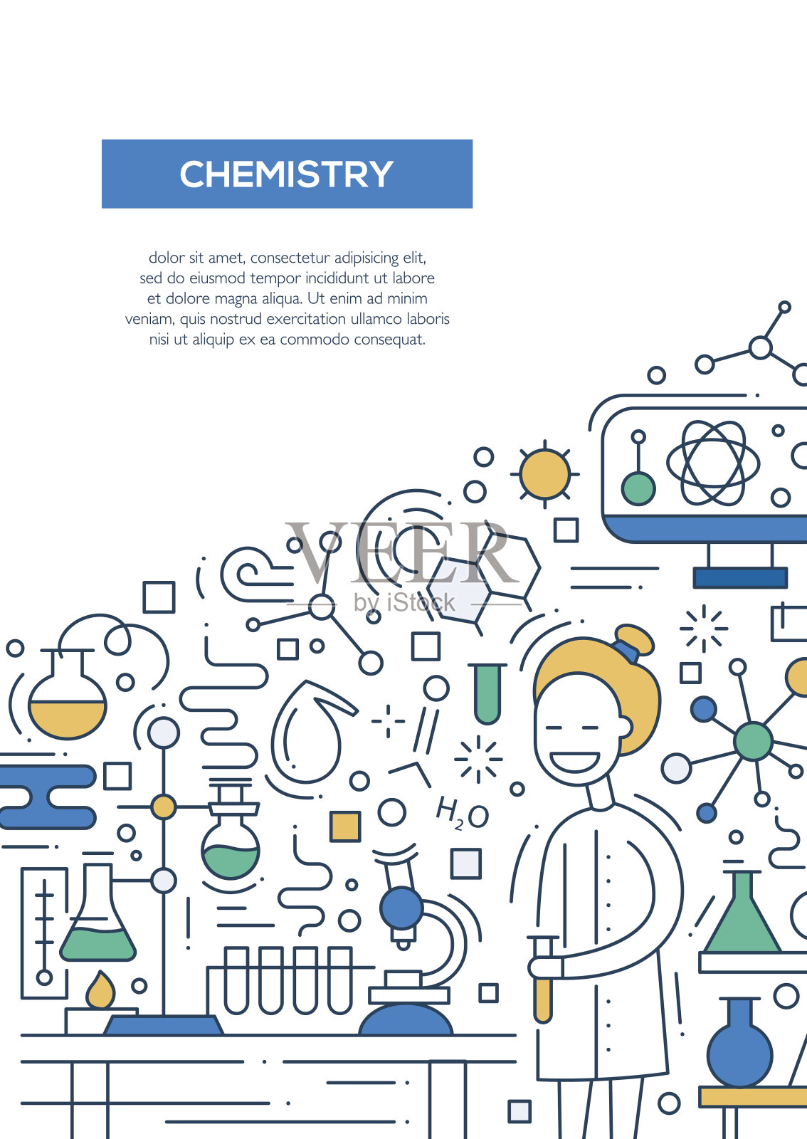 化学线设计宣传册海报模板A4设计模板素材