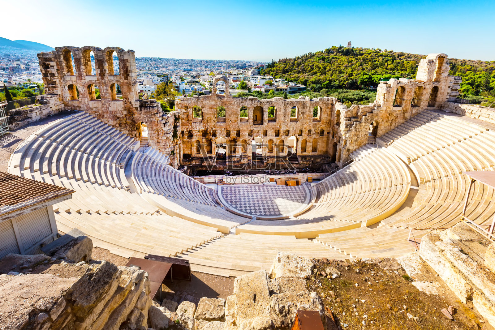 希腊雅典卫城的圆形剧场照片摄影图片