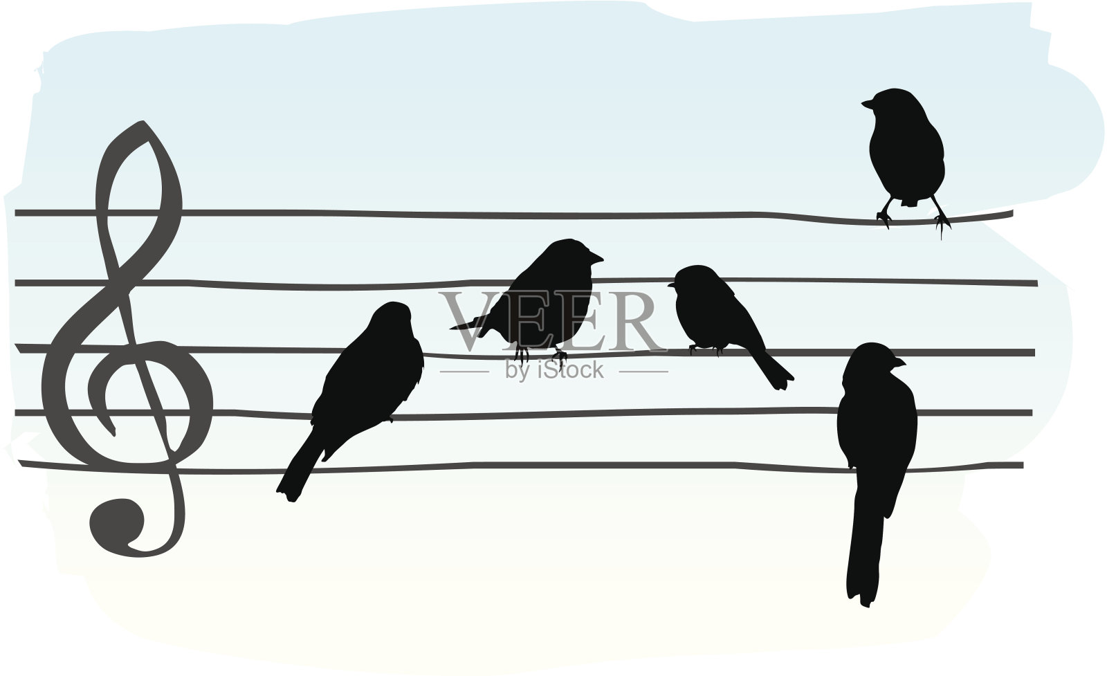 电线上的鸟插画图片素材