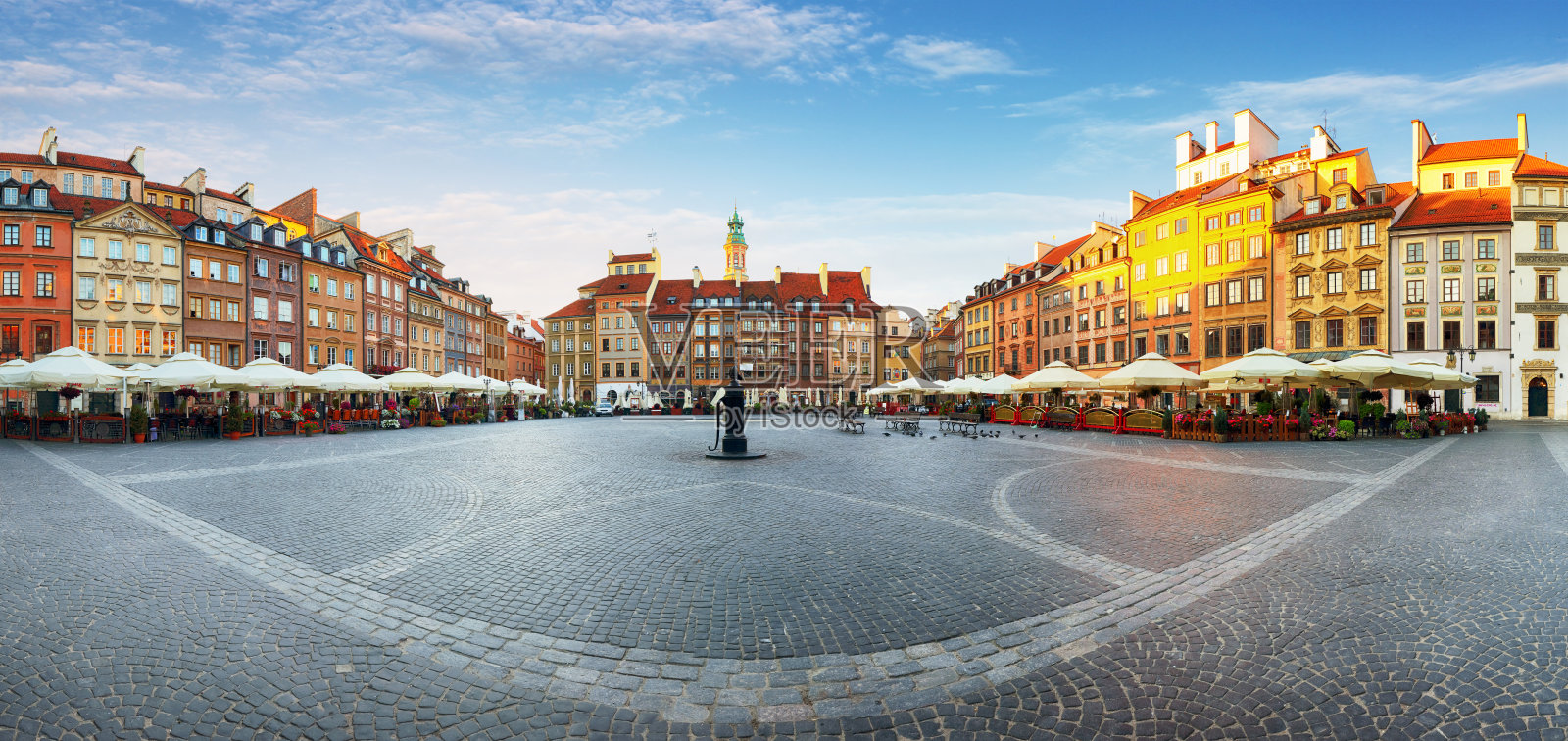 华沙，夏天的老城广场，波兰，没人照片摄影图片