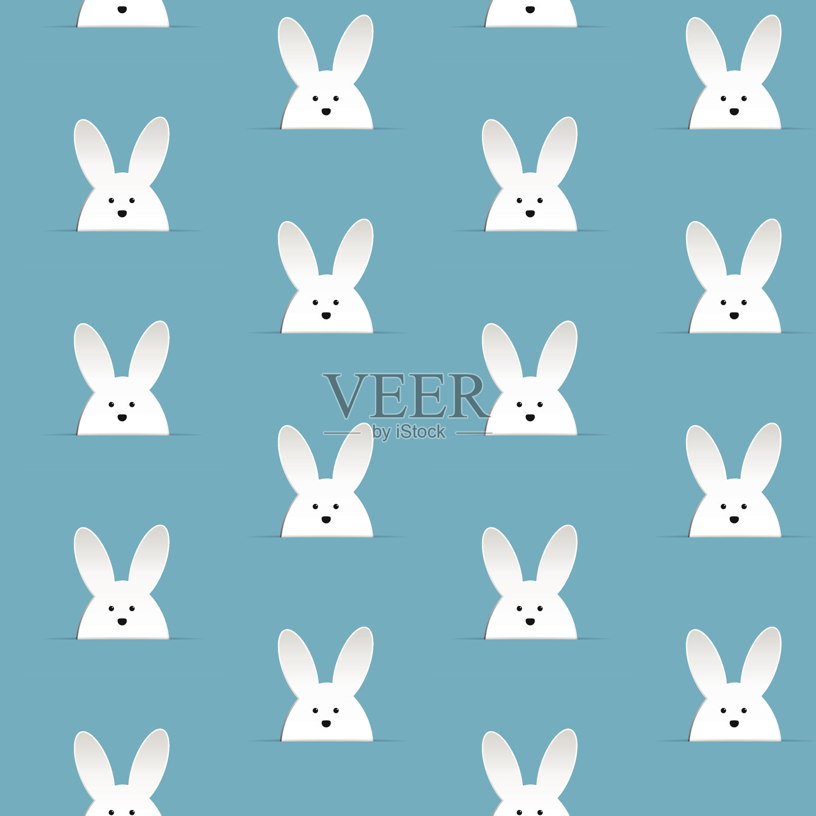 快乐的复活节兔子兔子蓝色无缝背景设计元素图片