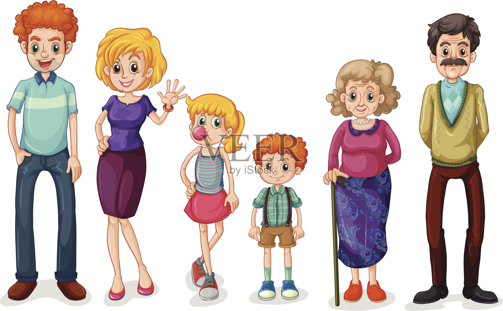 大的幸福的家庭插画图片素材