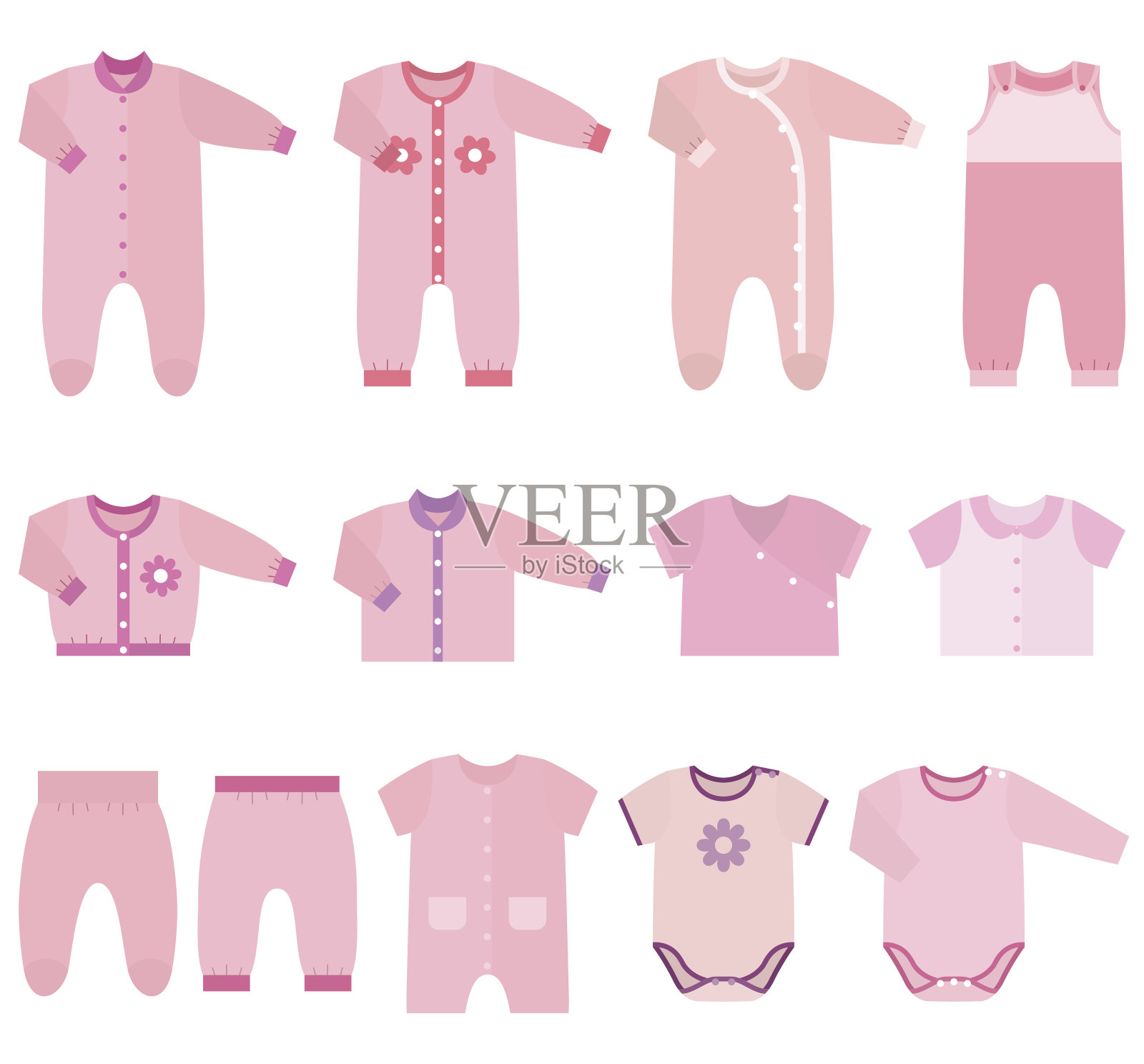 矢量图标的婴儿服装女孩插画图片素材