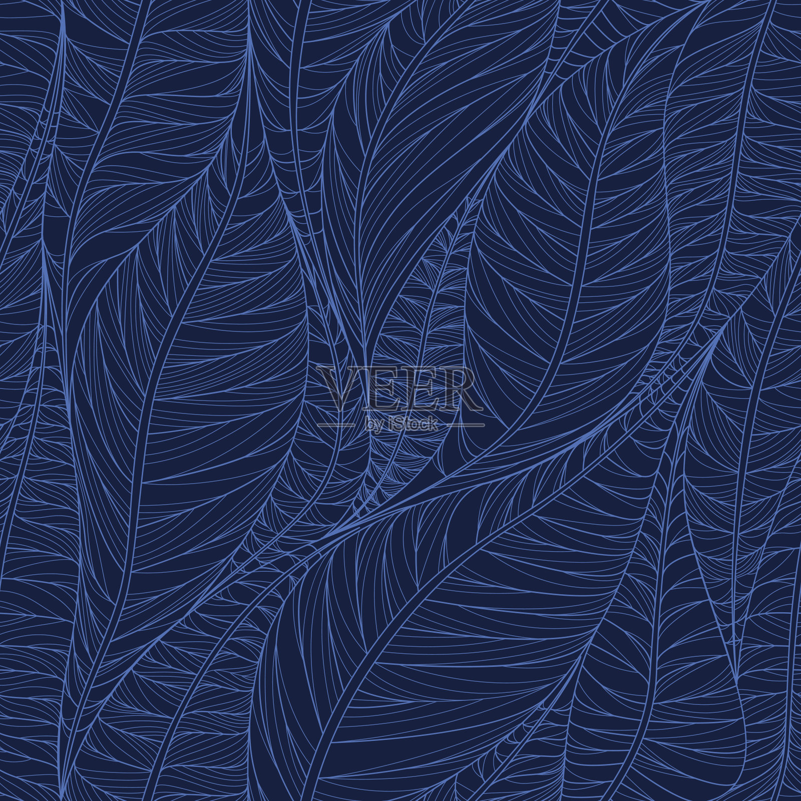 线性无缝纹理的基础上抽象的叶子。插画图片素材