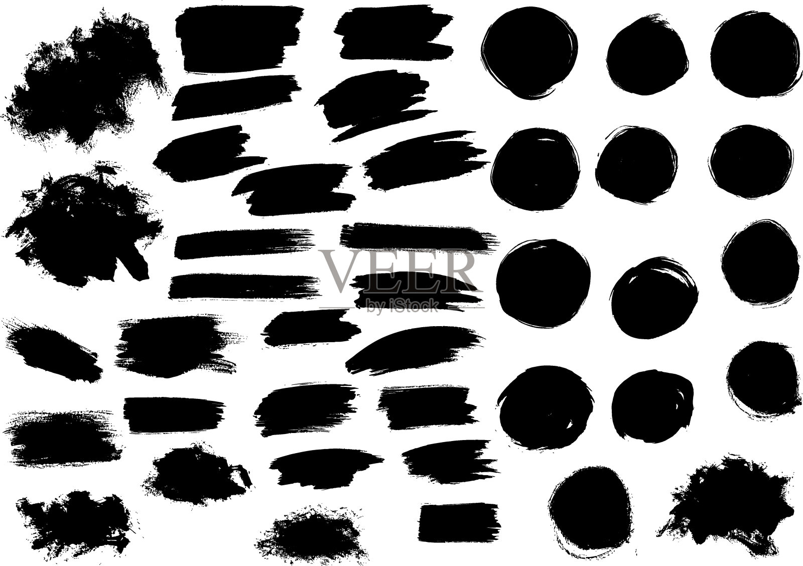 黑色水彩颜料标记向量笔画斑点插画图片素材