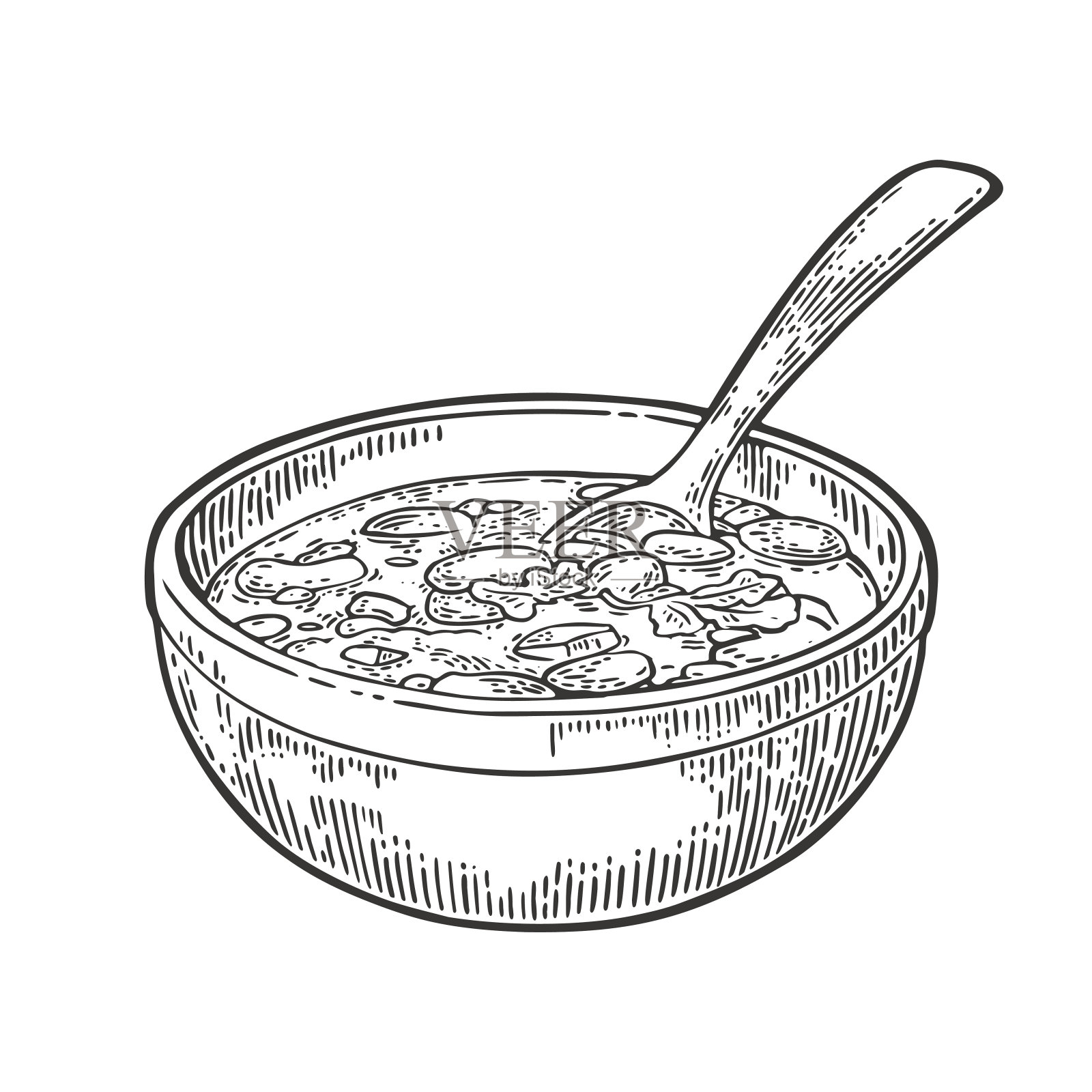 墨西哥辣肉酱碗配勺子-墨西哥传统食物。设计元素图片