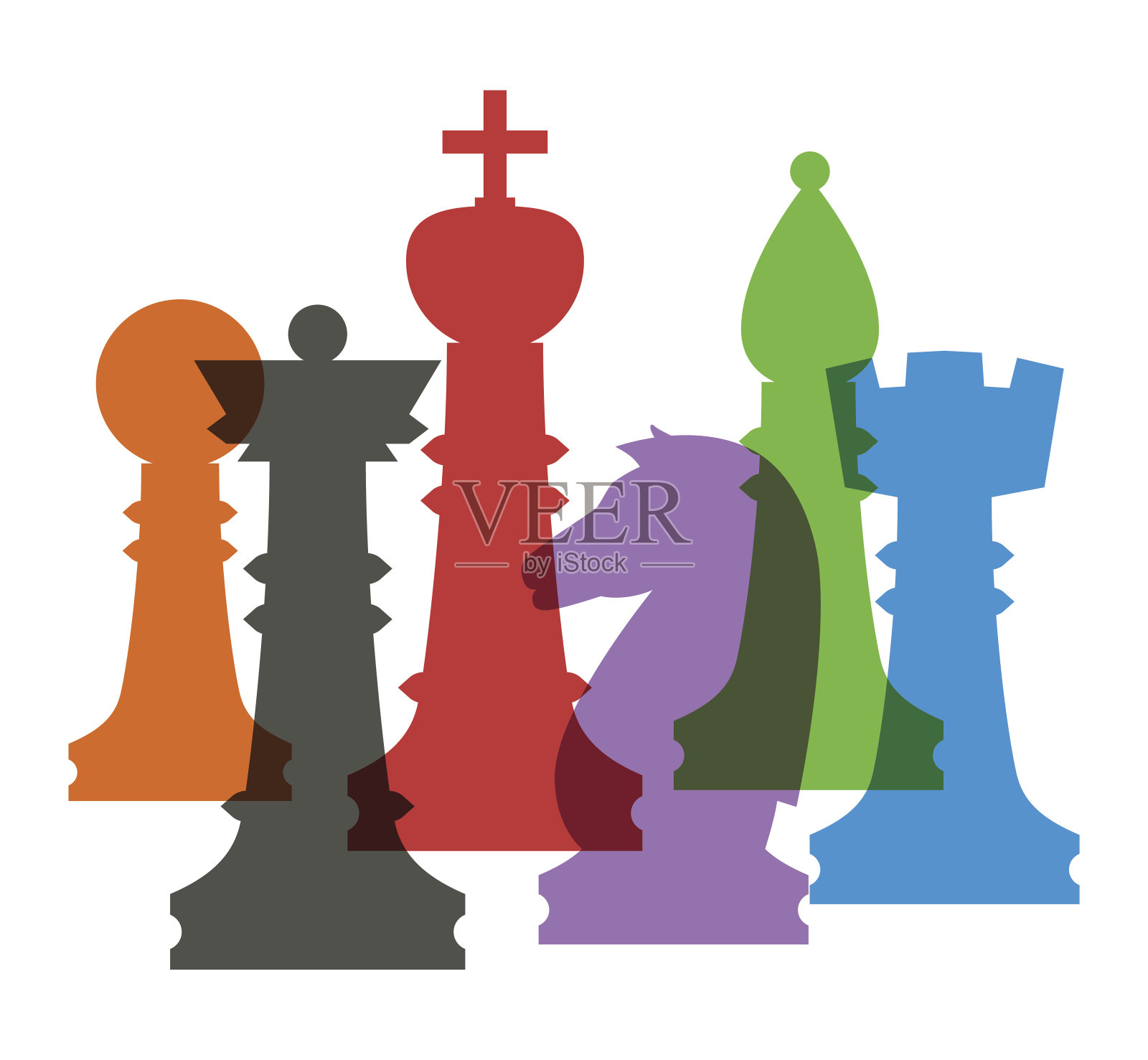 一组象棋棋子。插画图片素材