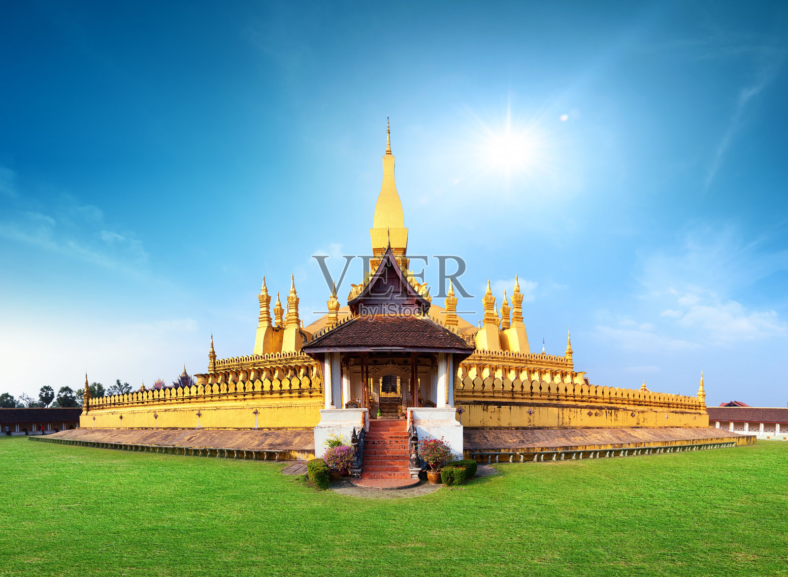 Phra That Luang寺庙和老挝的地标，万象照片摄影图片