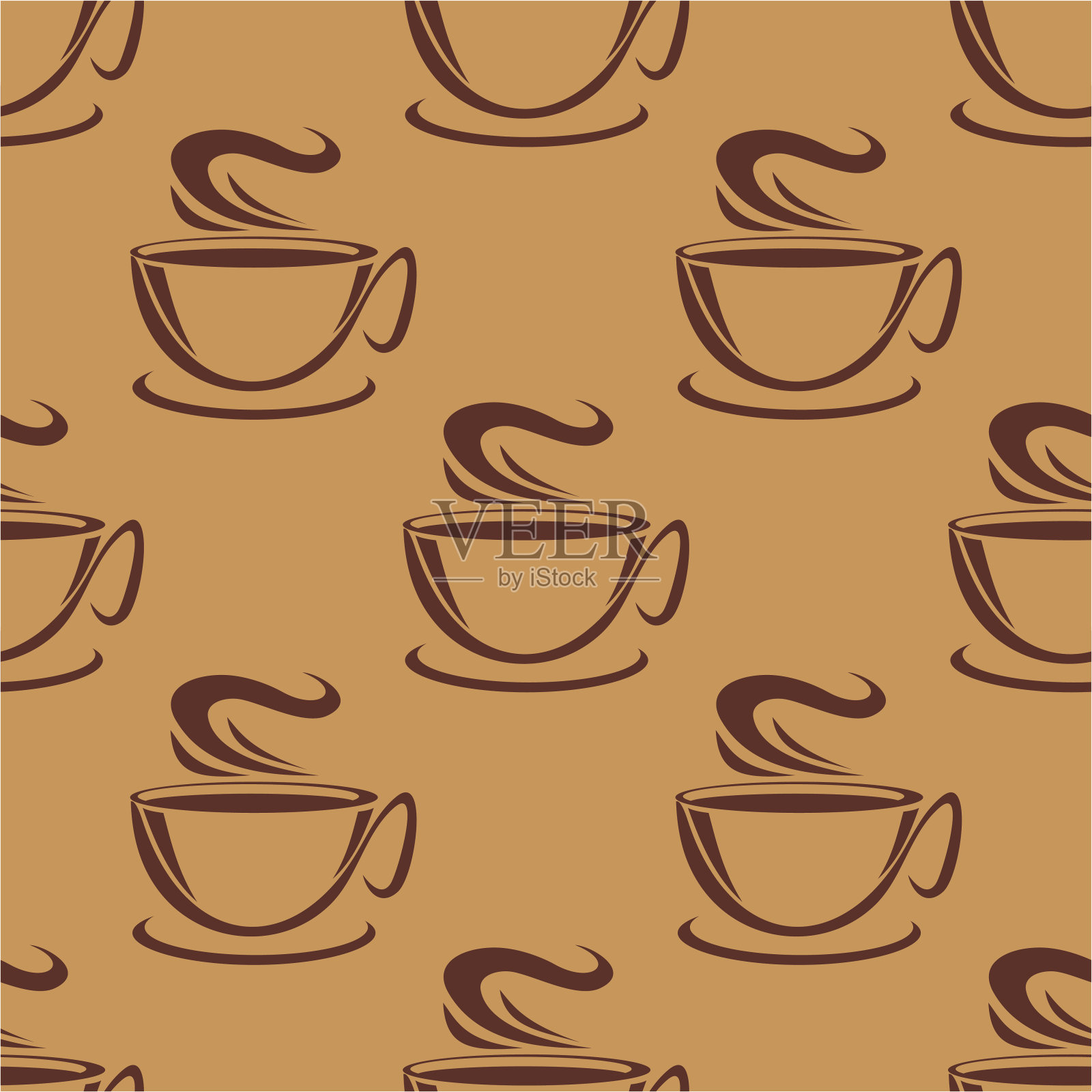 无缝模式的杯蒸咖啡插画图片素材