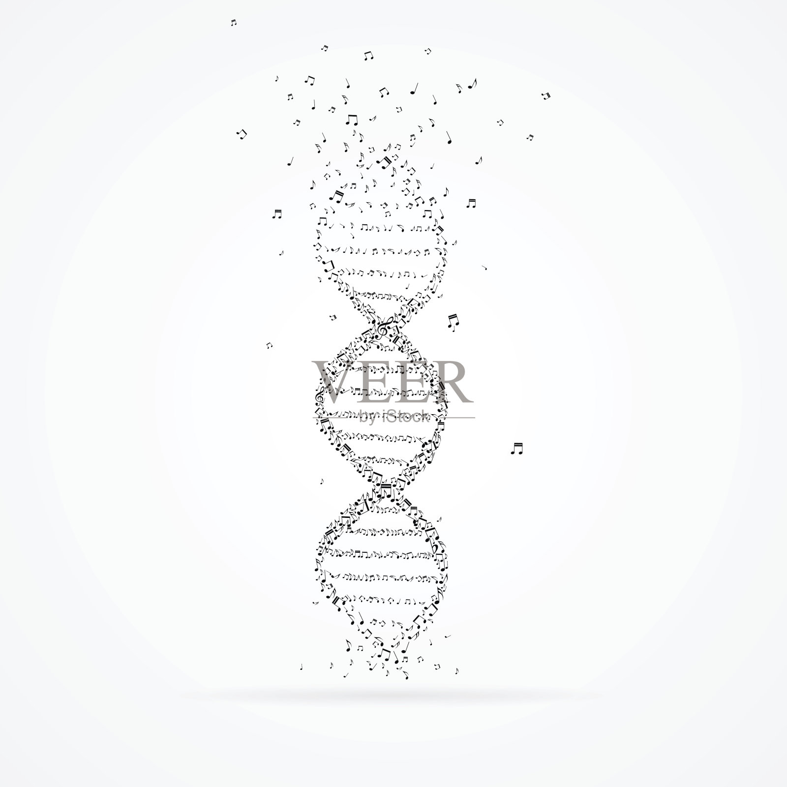 由曲调构成的DNA螺旋。插画图片素材