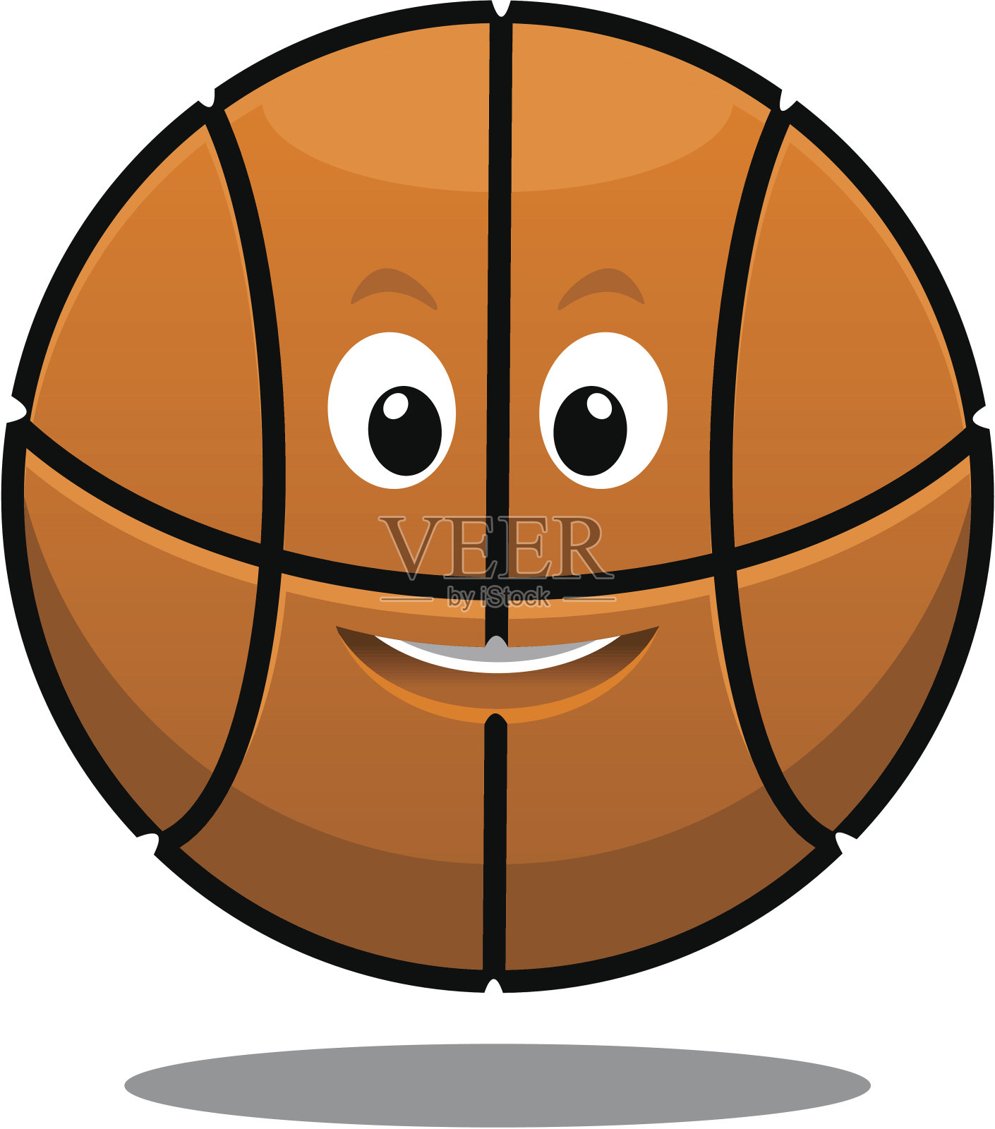 弹着快乐的棕色篮球插画图片素材