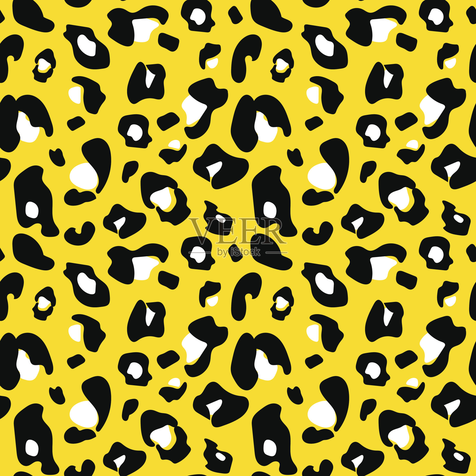 五颜六色的奢侈无缝豹纹黄，黑插画图片素材