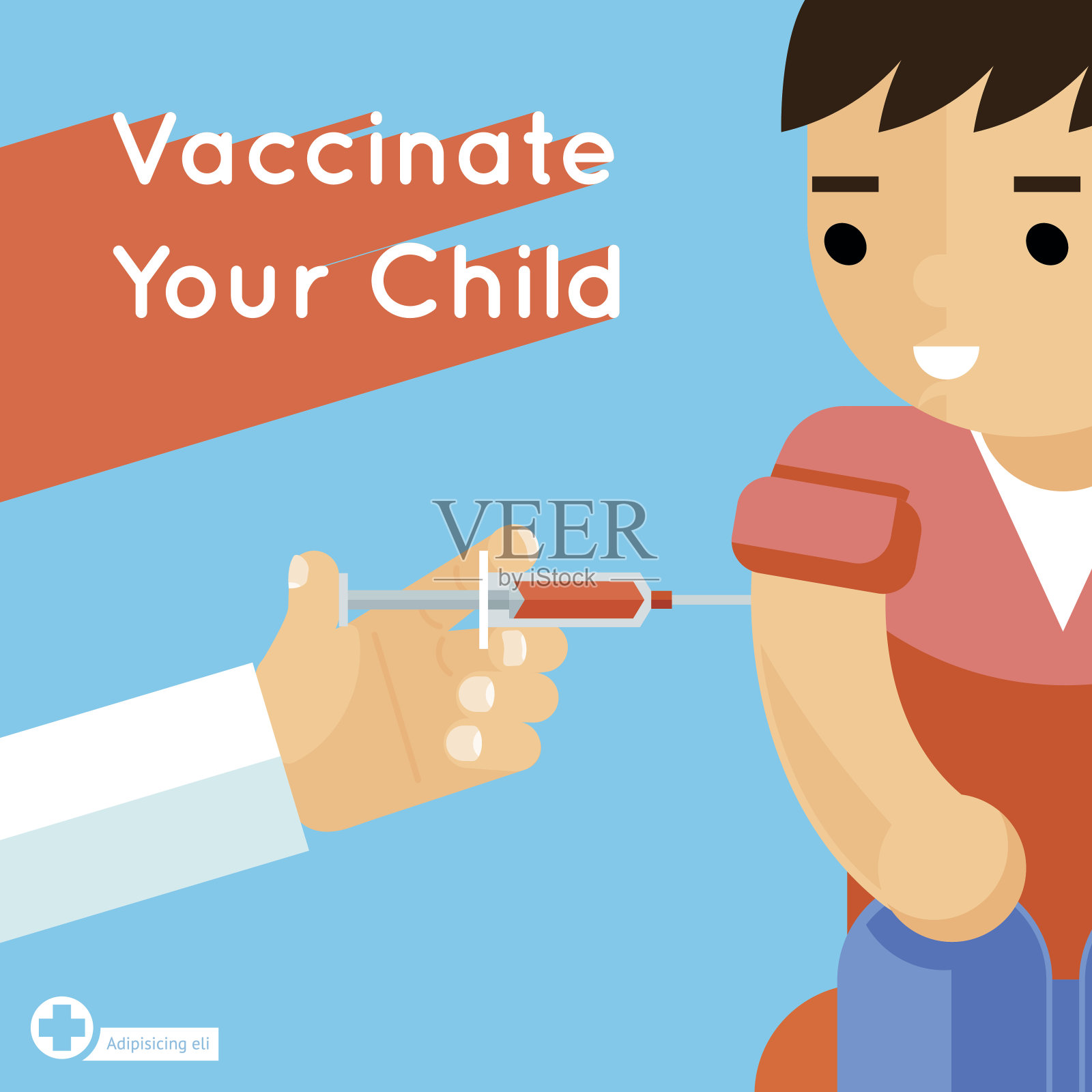 儿童接种疫苗病媒概念海报插画图片素材