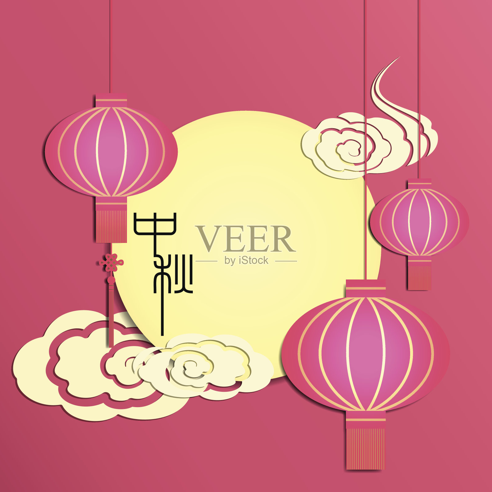 中秋节中国灯笼的背景插画图片素材