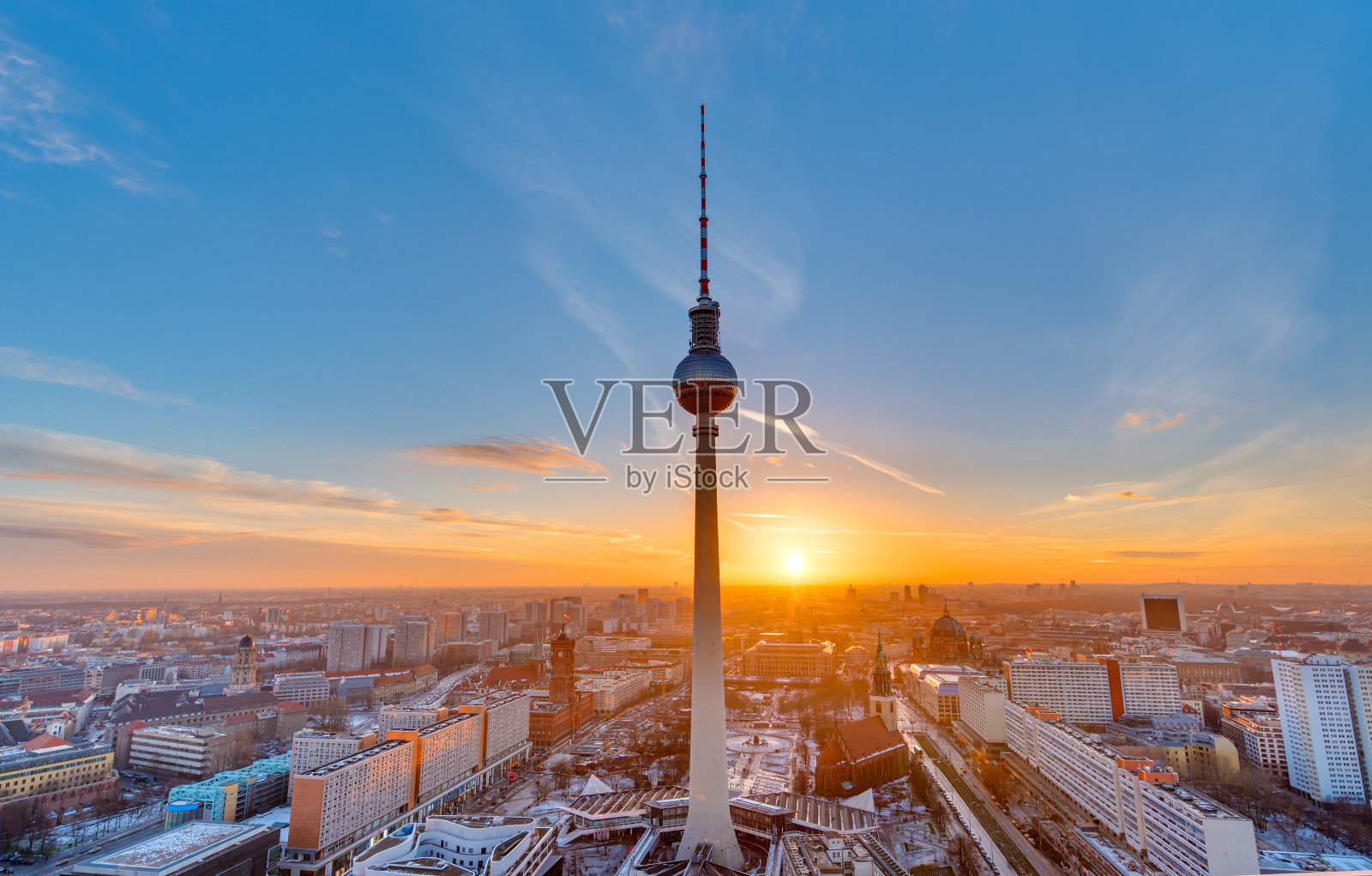 柏林美丽的日落照片摄影图片