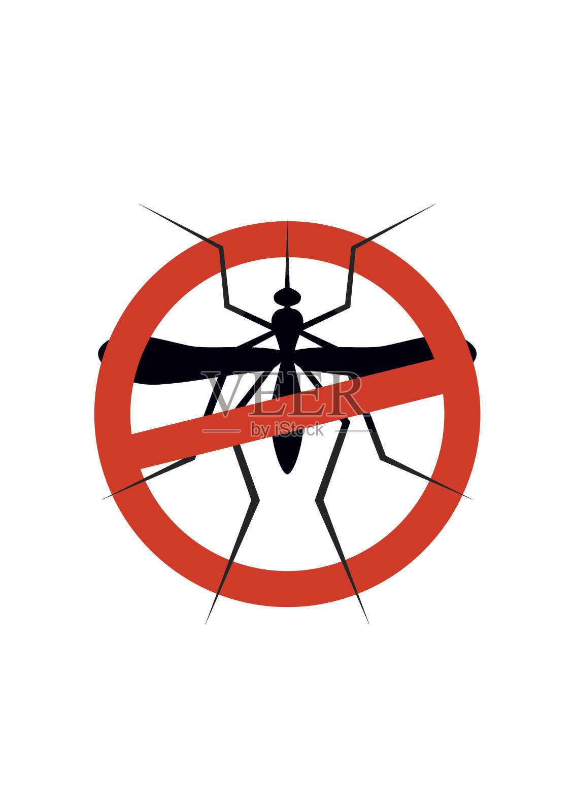蚊子的警告信号。昆虫，淡色库蚊分离在白色背景上。插画图片素材
