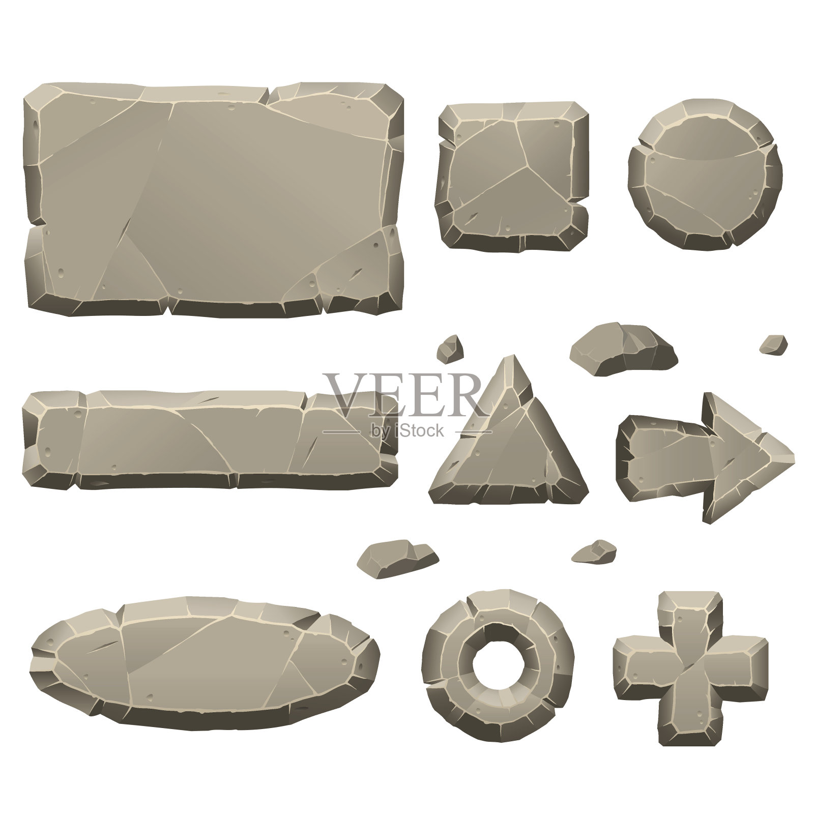 石头游戏设计元素插画图片素材