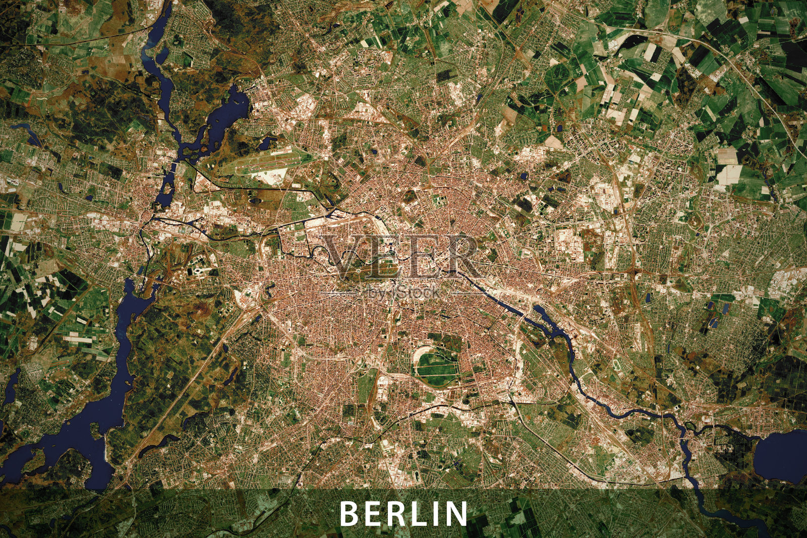 柏林城市地形图自然色彩照片摄影图片
