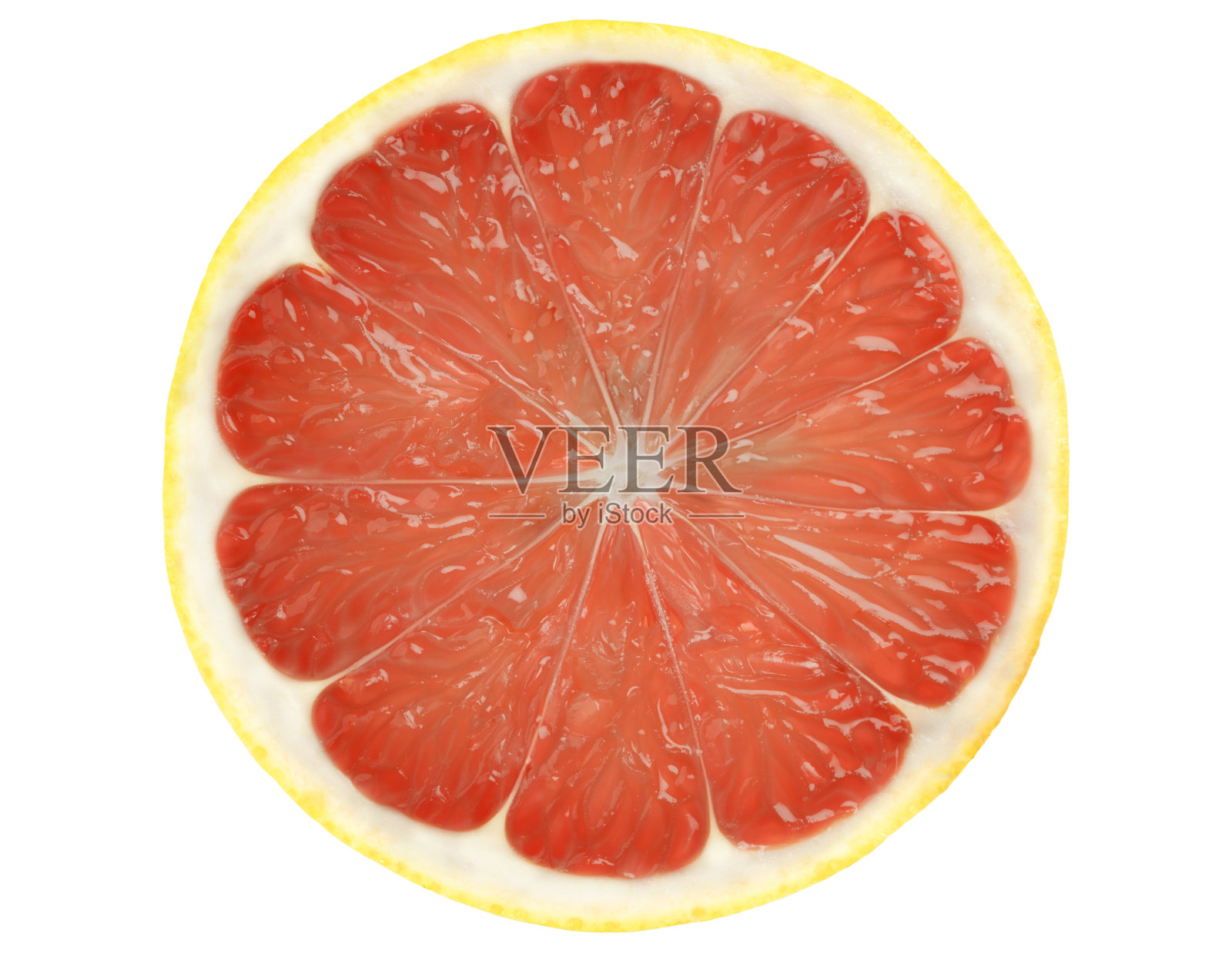 葡萄柚切片孤立在白色背景与剪切路径。照片摄影图片